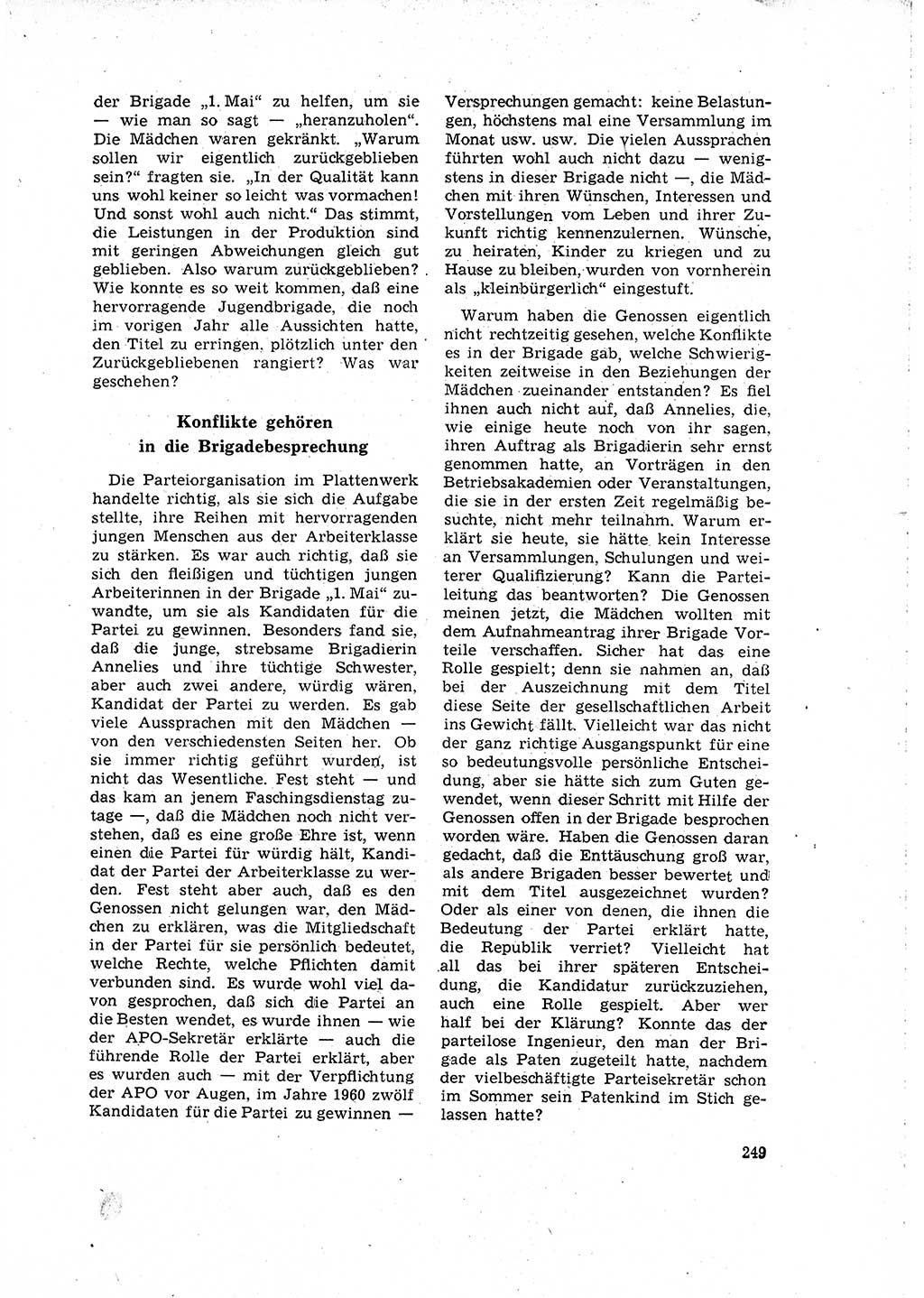 Neuer Weg (NW), Organ des Zentralkomitees (ZK) der SED (Sozialistische Einheitspartei Deutschlands) für Fragen des Parteilebens, 16. Jahrgang [Deutsche Demokratische Republik (DDR)] 1961, Seite 249 (NW ZK SED DDR 1961, S. 249)