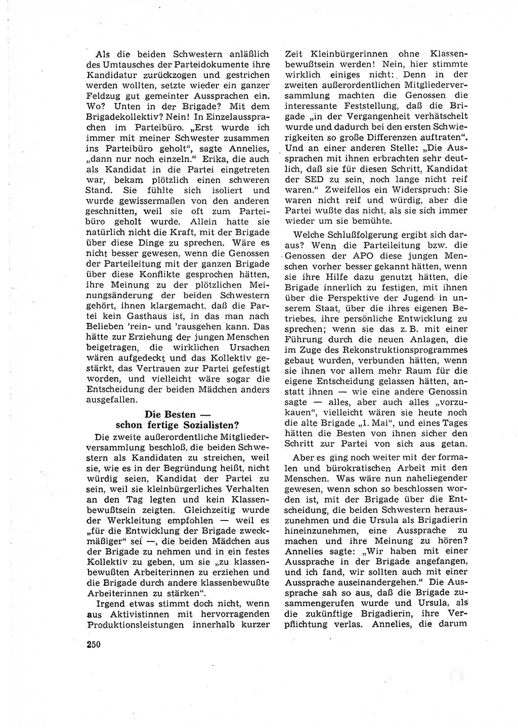 Neuer Weg (NW), Organ des Zentralkomitees (ZK) der SED (Sozialistische Einheitspartei Deutschlands) für Fragen des Parteilebens, 16. Jahrgang [Deutsche Demokratische Republik (DDR)] 1961, Seite 250 (NW ZK SED DDR 1961, S. 250)