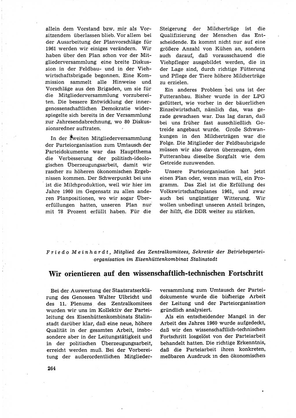 Neuer Weg (NW), Organ des Zentralkomitees (ZK) der SED (Sozialistische Einheitspartei Deutschlands) für Fragen des Parteilebens, 16. Jahrgang [Deutsche Demokratische Republik (DDR)] 1961, Seite 264 (NW ZK SED DDR 1961, S. 264)
