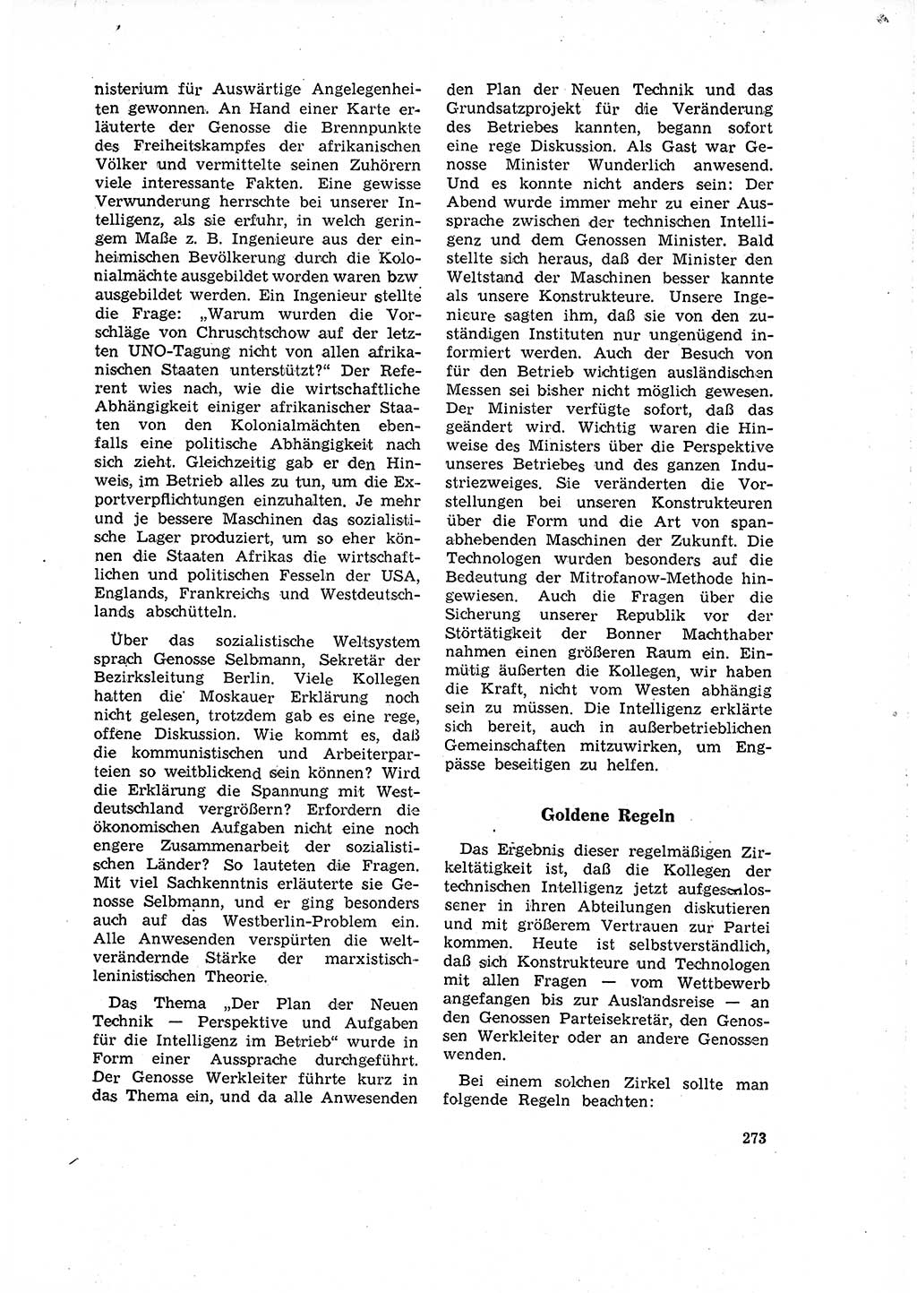 Neuer Weg (NW), Organ des Zentralkomitees (ZK) der SED (Sozialistische Einheitspartei Deutschlands) für Fragen des Parteilebens, 16. Jahrgang [Deutsche Demokratische Republik (DDR)] 1961, Seite 273 (NW ZK SED DDR 1961, S. 273)