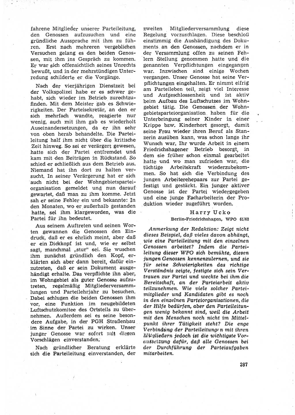 Neuer Weg (NW), Organ des Zentralkomitees (ZK) der SED (Sozialistische Einheitspartei Deutschlands) für Fragen des Parteilebens, 16. Jahrgang [Deutsche Demokratische Republik (DDR)] 1961, Seite 287 (NW ZK SED DDR 1961, S. 287)