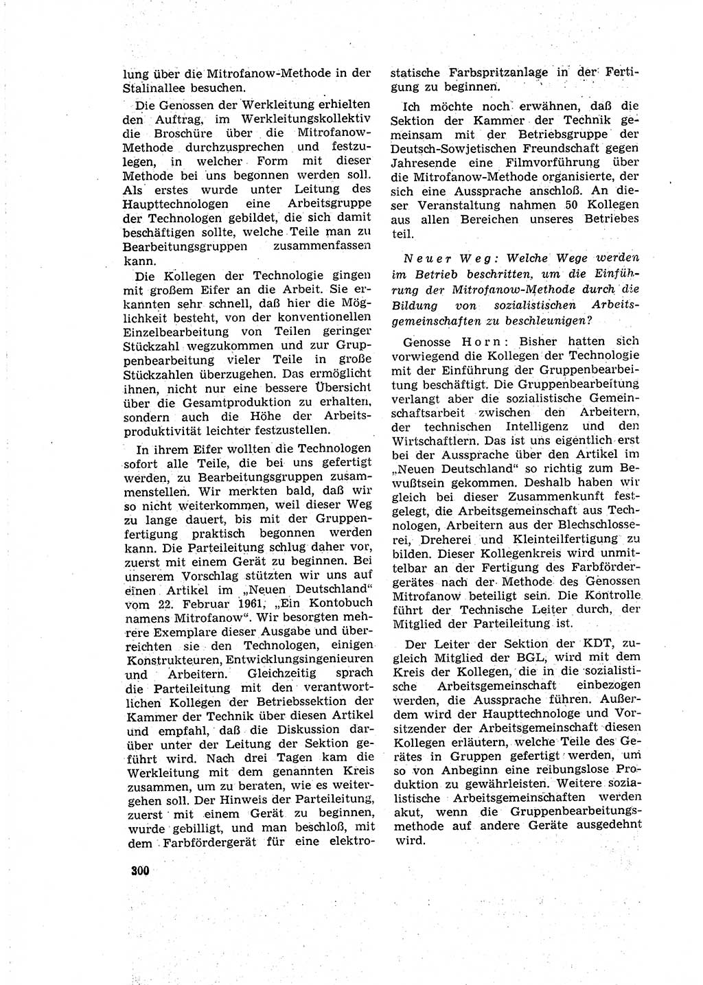 Neuer Weg (NW), Organ des Zentralkomitees (ZK) der SED (Sozialistische Einheitspartei Deutschlands) für Fragen des Parteilebens, 16. Jahrgang [Deutsche Demokratische Republik (DDR)] 1961, Seite 300 (NW ZK SED DDR 1961, S. 300)