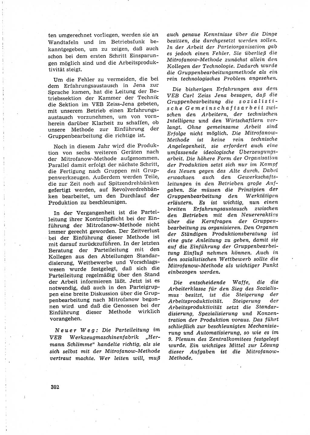 Neuer Weg (NW), Organ des Zentralkomitees (ZK) der SED (Sozialistische Einheitspartei Deutschlands) für Fragen des Parteilebens, 16. Jahrgang [Deutsche Demokratische Republik (DDR)] 1961, Seite 302 (NW ZK SED DDR 1961, S. 302)