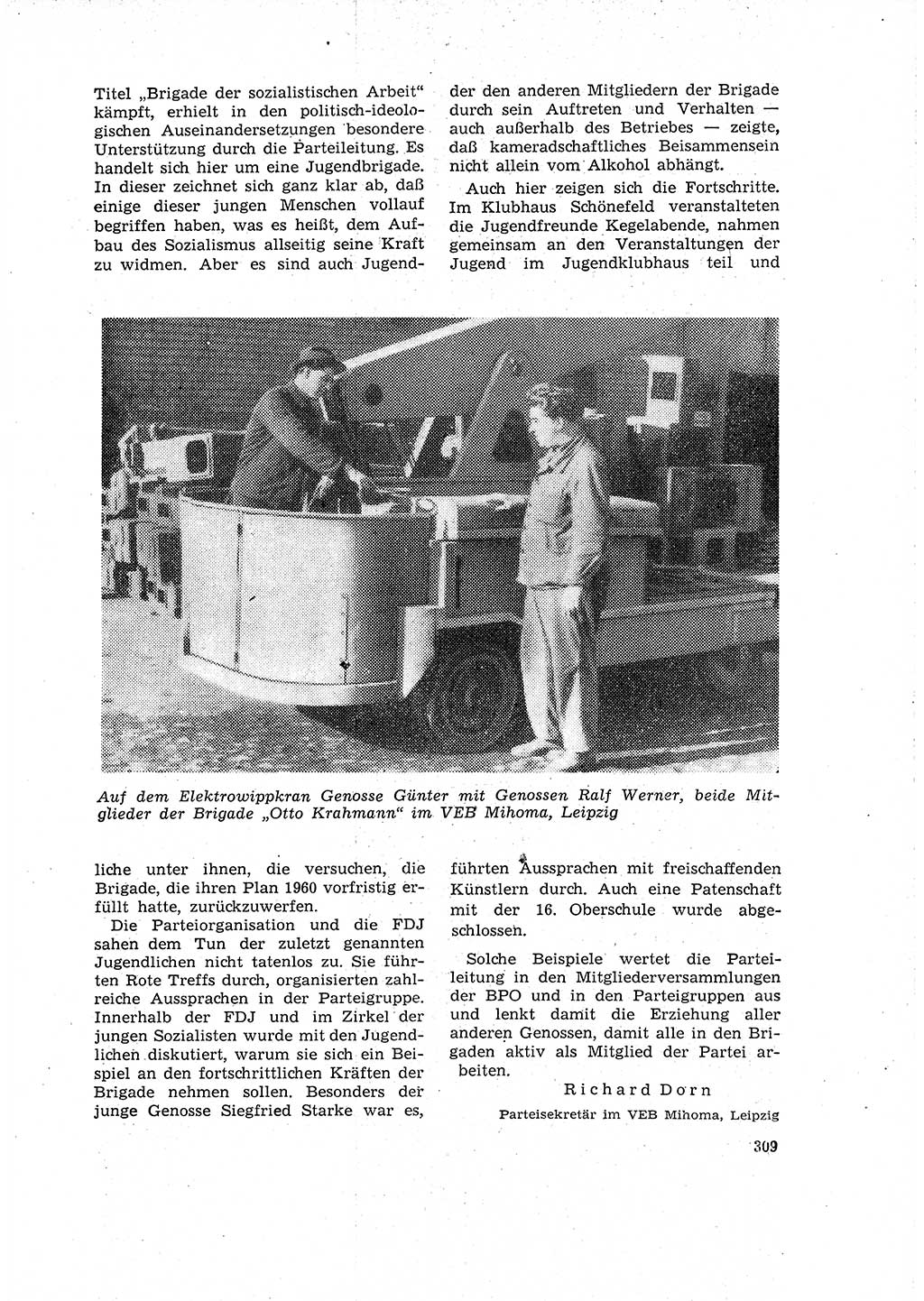 Neuer Weg (NW), Organ des Zentralkomitees (ZK) der SED (Sozialistische Einheitspartei Deutschlands) für Fragen des Parteilebens, 16. Jahrgang [Deutsche Demokratische Republik (DDR)] 1961, Seite 309 (NW ZK SED DDR 1961, S. 309)