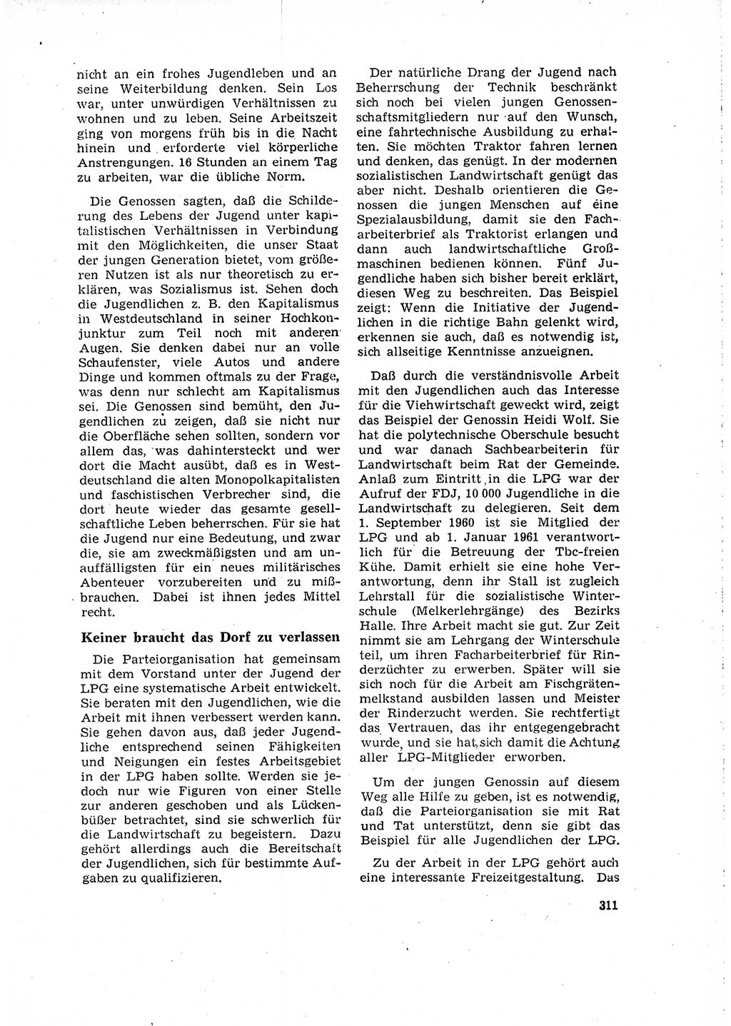 Neuer Weg (NW), Organ des Zentralkomitees (ZK) der SED (Sozialistische Einheitspartei Deutschlands) für Fragen des Parteilebens, 16. Jahrgang [Deutsche Demokratische Republik (DDR)] 1961, Seite 311 (NW ZK SED DDR 1961, S. 311)