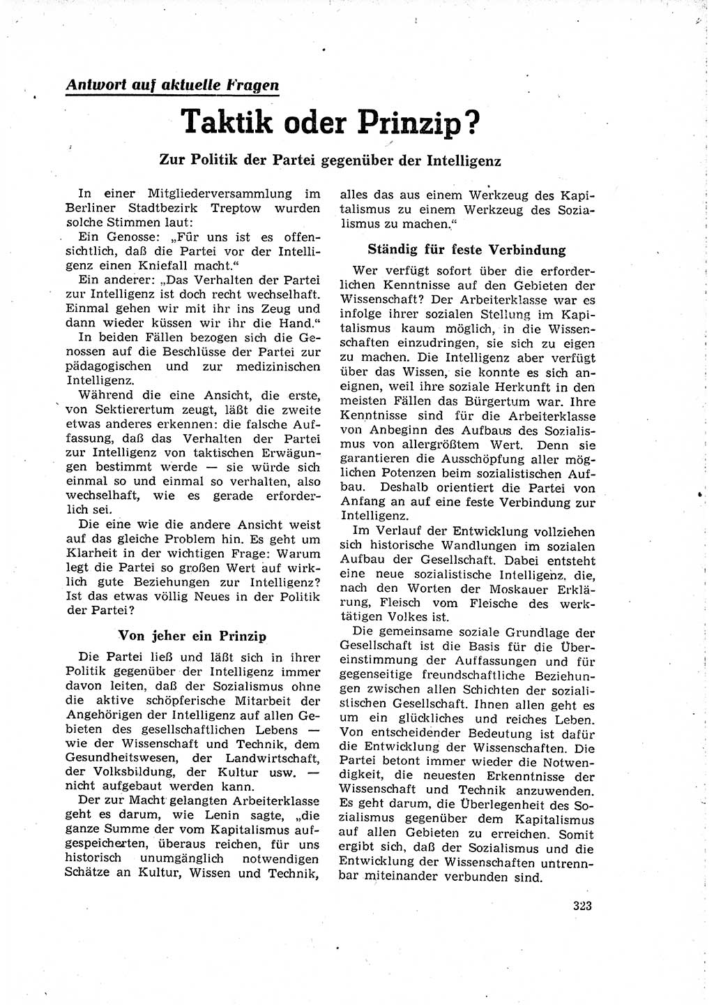 Neuer Weg (NW), Organ des Zentralkomitees (ZK) der SED (Sozialistische Einheitspartei Deutschlands) für Fragen des Parteilebens, 16. Jahrgang [Deutsche Demokratische Republik (DDR)] 1961, Seite 323 (NW ZK SED DDR 1961, S. 323)