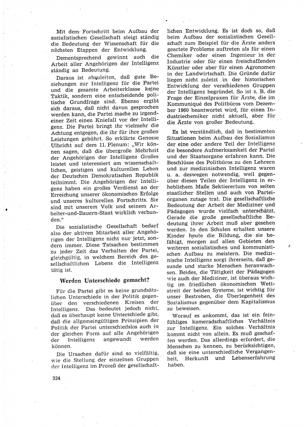 Neuer Weg (NW), Organ des Zentralkomitees (ZK) der SED (Sozialistische Einheitspartei Deutschlands) für Fragen des Parteilebens, 16. Jahrgang [Deutsche Demokratische Republik (DDR)] 1961, Seite 324 (NW ZK SED DDR 1961, S. 324)