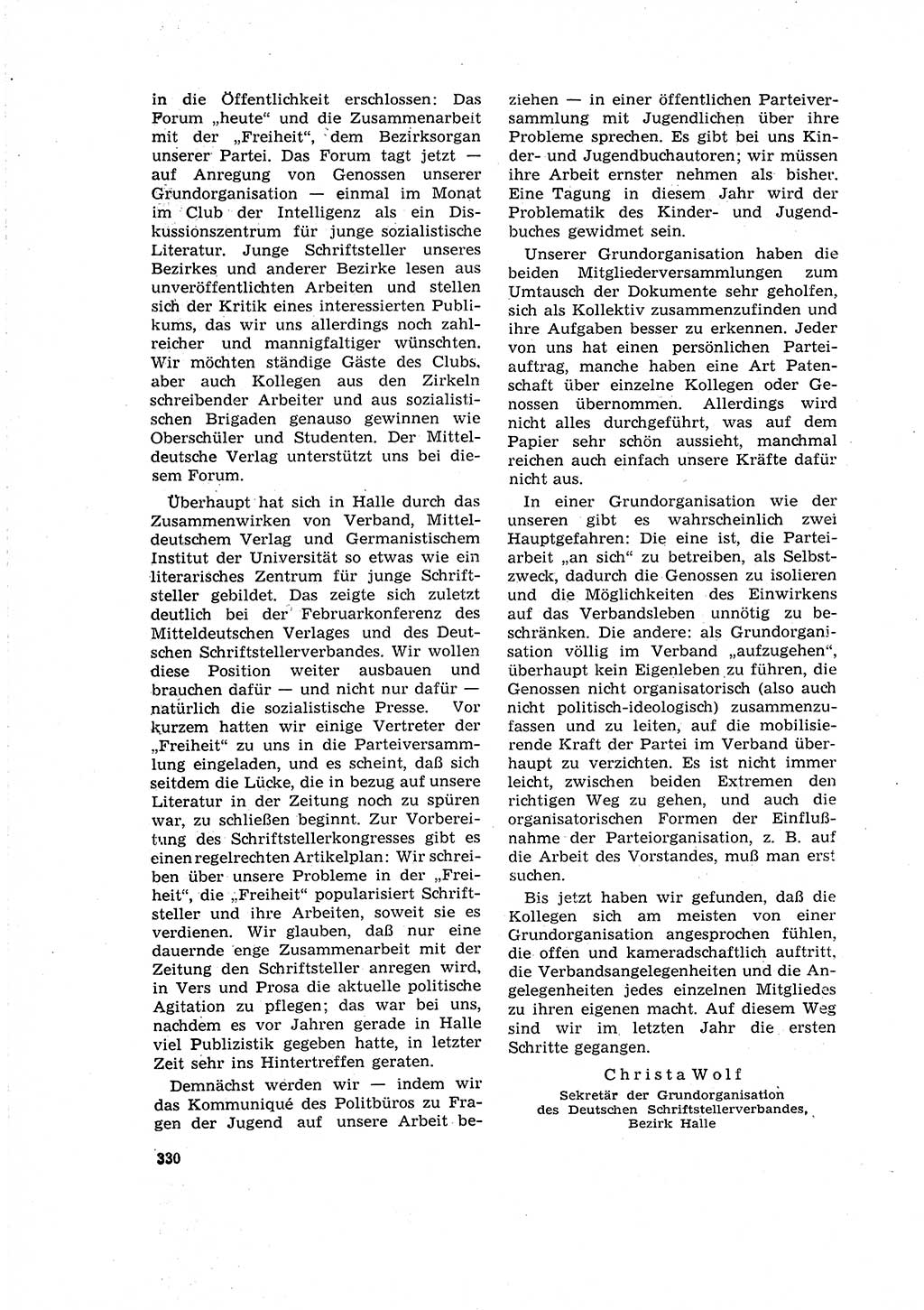 Neuer Weg (NW), Organ des Zentralkomitees (ZK) der SED (Sozialistische Einheitspartei Deutschlands) für Fragen des Parteilebens, 16. Jahrgang [Deutsche Demokratische Republik (DDR)] 1961, Seite 330 (NW ZK SED DDR 1961, S. 330)