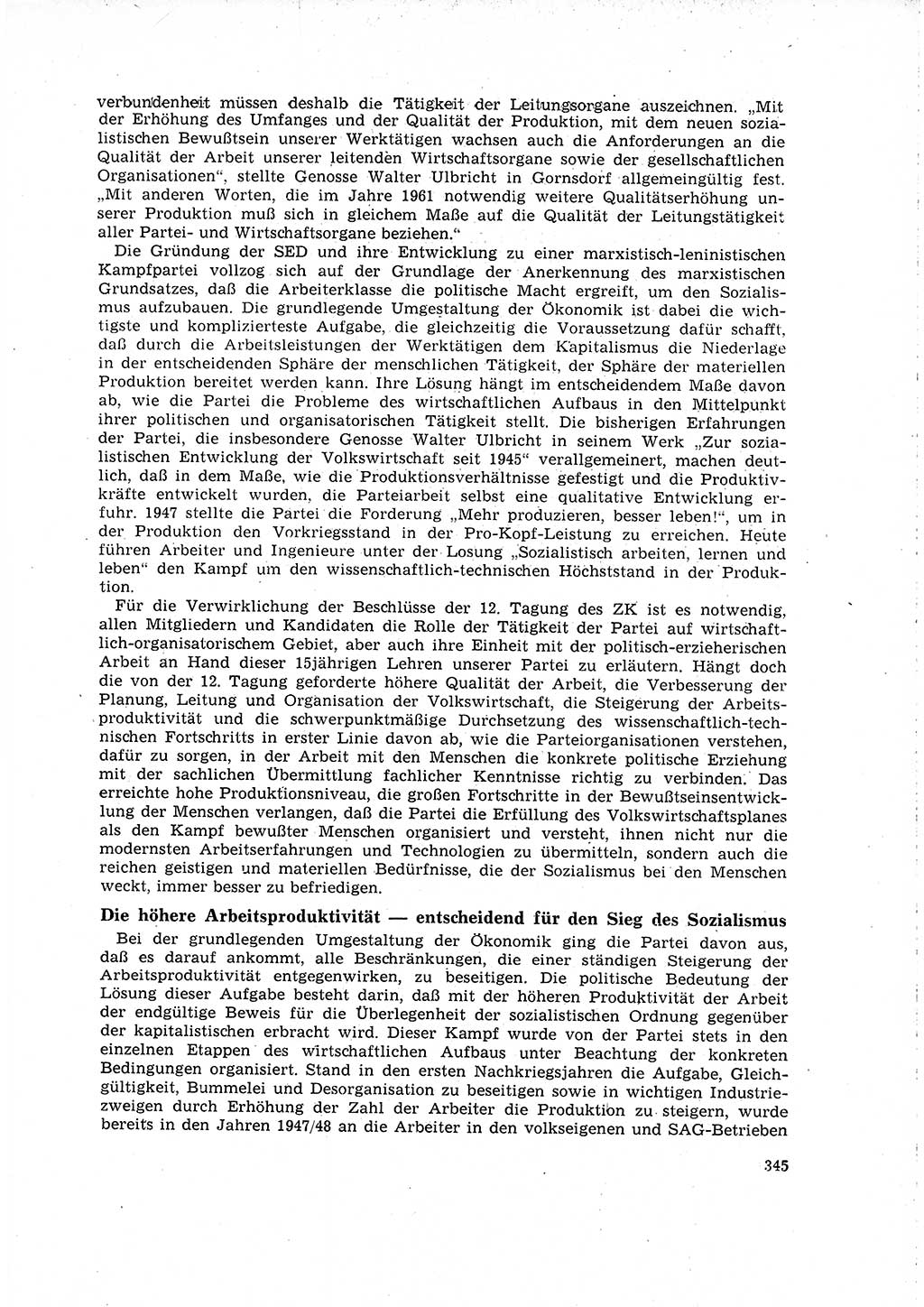 Neuer Weg (NW), Organ des Zentralkomitees (ZK) der SED (Sozialistische Einheitspartei Deutschlands) für Fragen des Parteilebens, 16. Jahrgang [Deutsche Demokratische Republik (DDR)] 1961, Seite 345 (NW ZK SED DDR 1961, S. 345)