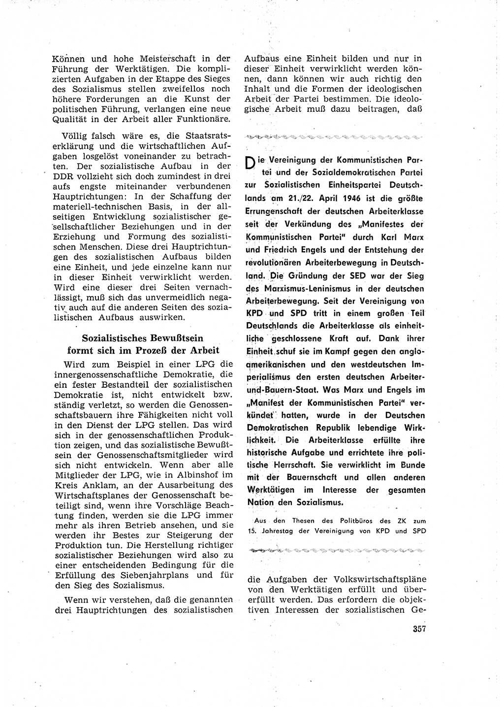Neuer Weg (NW), Organ des Zentralkomitees (ZK) der SED (Sozialistische Einheitspartei Deutschlands) für Fragen des Parteilebens, 16. Jahrgang [Deutsche Demokratische Republik (DDR)] 1961, Seite 357 (NW ZK SED DDR 1961, S. 357)