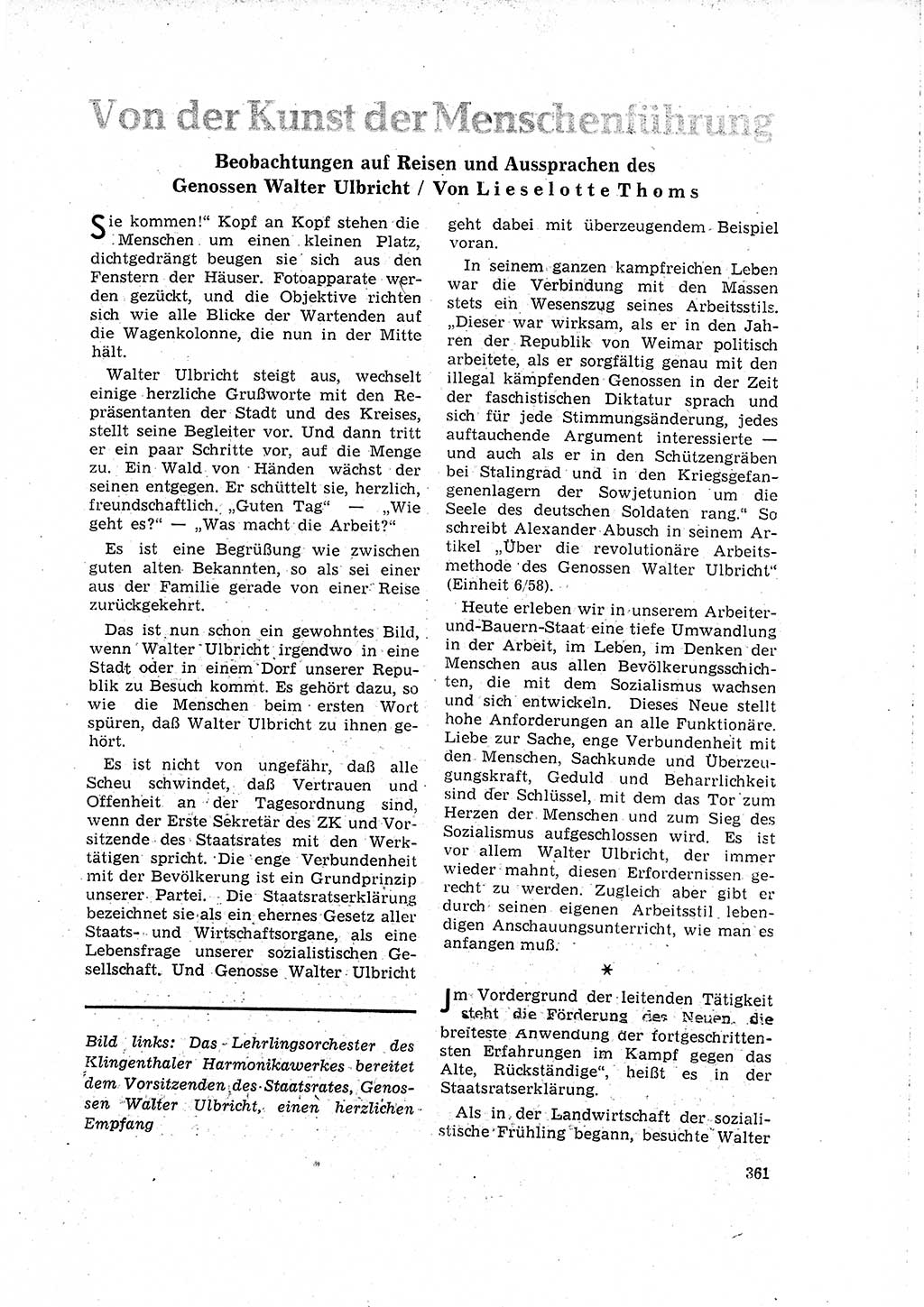 Neuer Weg (NW), Organ des Zentralkomitees (ZK) der SED (Sozialistische Einheitspartei Deutschlands) für Fragen des Parteilebens, 16. Jahrgang [Deutsche Demokratische Republik (DDR)] 1961, Seite 361 (NW ZK SED DDR 1961, S. 361)