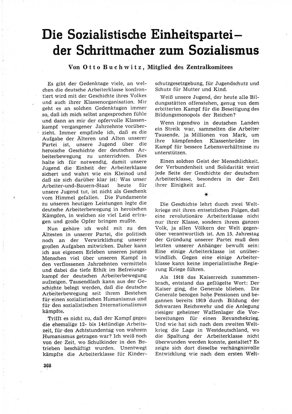 Neuer Weg (NW), Organ des Zentralkomitees (ZK) der SED (Sozialistische Einheitspartei Deutschlands) für Fragen des Parteilebens, 16. Jahrgang [Deutsche Demokratische Republik (DDR)] 1961, Seite 368 (NW ZK SED DDR 1961, S. 368)