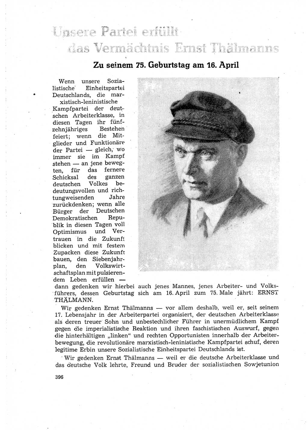 Neuer Weg (NW), Organ des Zentralkomitees (ZK) der SED (Sozialistische Einheitspartei Deutschlands) für Fragen des Parteilebens, 16. Jahrgang [Deutsche Demokratische Republik (DDR)] 1961, Seite 396 (NW ZK SED DDR 1961, S. 396)
