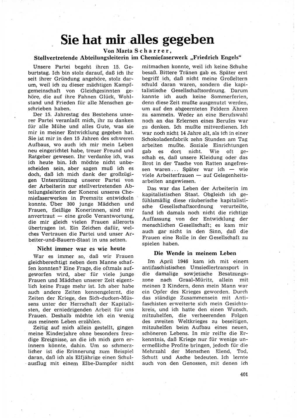 Neuer Weg (NW), Organ des Zentralkomitees (ZK) der SED (Sozialistische Einheitspartei Deutschlands) für Fragen des Parteilebens, 16. Jahrgang [Deutsche Demokratische Republik (DDR)] 1961, Seite 401 (NW ZK SED DDR 1961, S. 401)