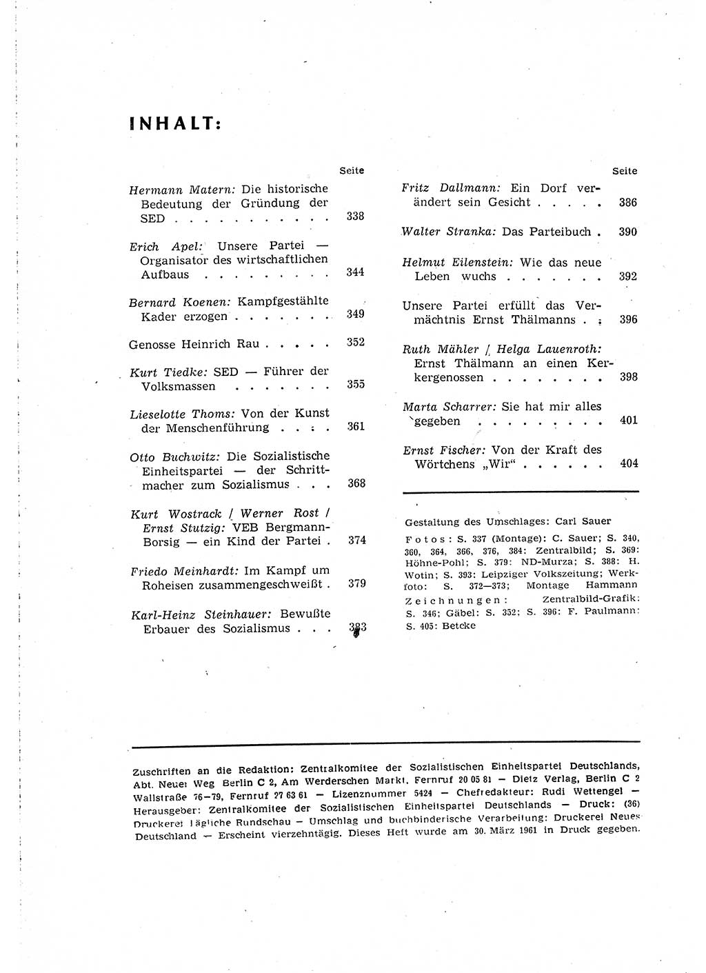 Neuer Weg (NW), Organ des Zentralkomitees (ZK) der SED (Sozialistische Einheitspartei Deutschlands) für Fragen des Parteilebens, 16. Jahrgang [Deutsche Demokratische Republik (DDR)] 1961, Seite 408 (NW ZK SED DDR 1961, S. 408)