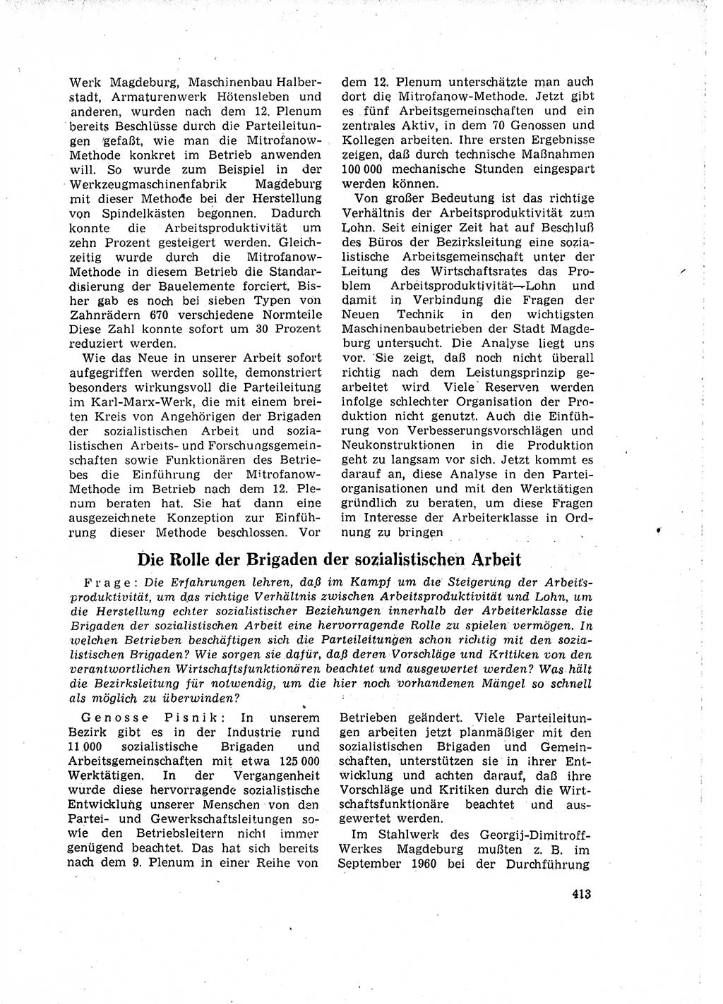 Neuer Weg (NW), Organ des Zentralkomitees (ZK) der SED (Sozialistische Einheitspartei Deutschlands) für Fragen des Parteilebens, 16. Jahrgang [Deutsche Demokratische Republik (DDR)] 1961, Seite 413 (NW ZK SED DDR 1961, S. 413)