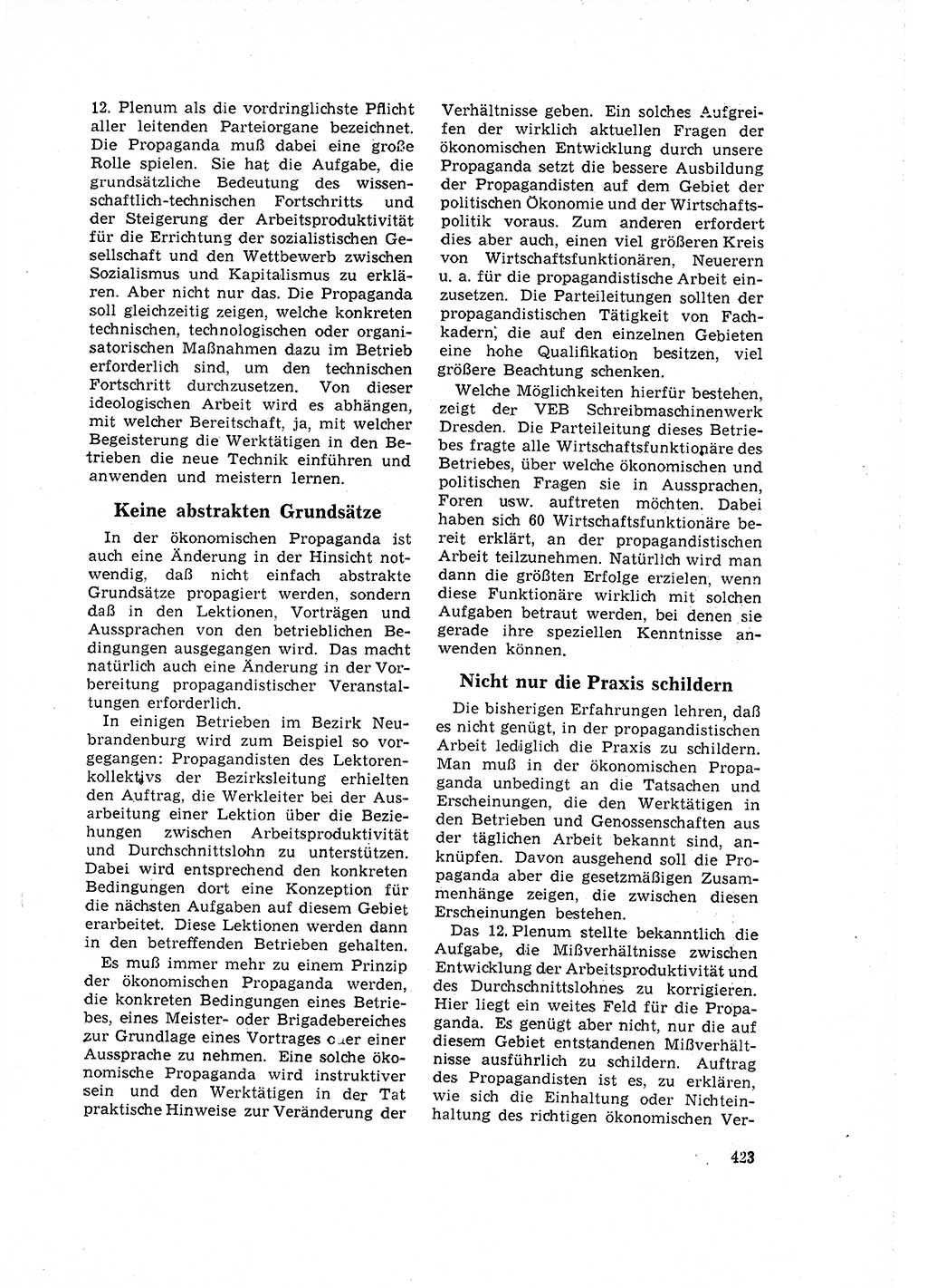 Neuer Weg (NW), Organ des Zentralkomitees (ZK) der SED (Sozialistische Einheitspartei Deutschlands) für Fragen des Parteilebens, 16. Jahrgang [Deutsche Demokratische Republik (DDR)] 1961, Seite 423 (NW ZK SED DDR 1961, S. 423)