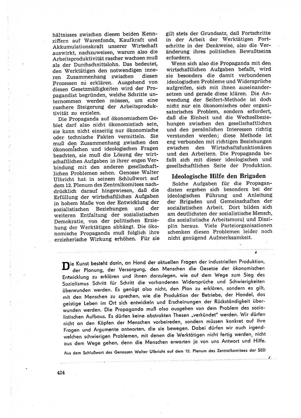 Neuer Weg (NW), Organ des Zentralkomitees (ZK) der SED (Sozialistische Einheitspartei Deutschlands) für Fragen des Parteilebens, 16. Jahrgang [Deutsche Demokratische Republik (DDR)] 1961, Seite 424 (NW ZK SED DDR 1961, S. 424)