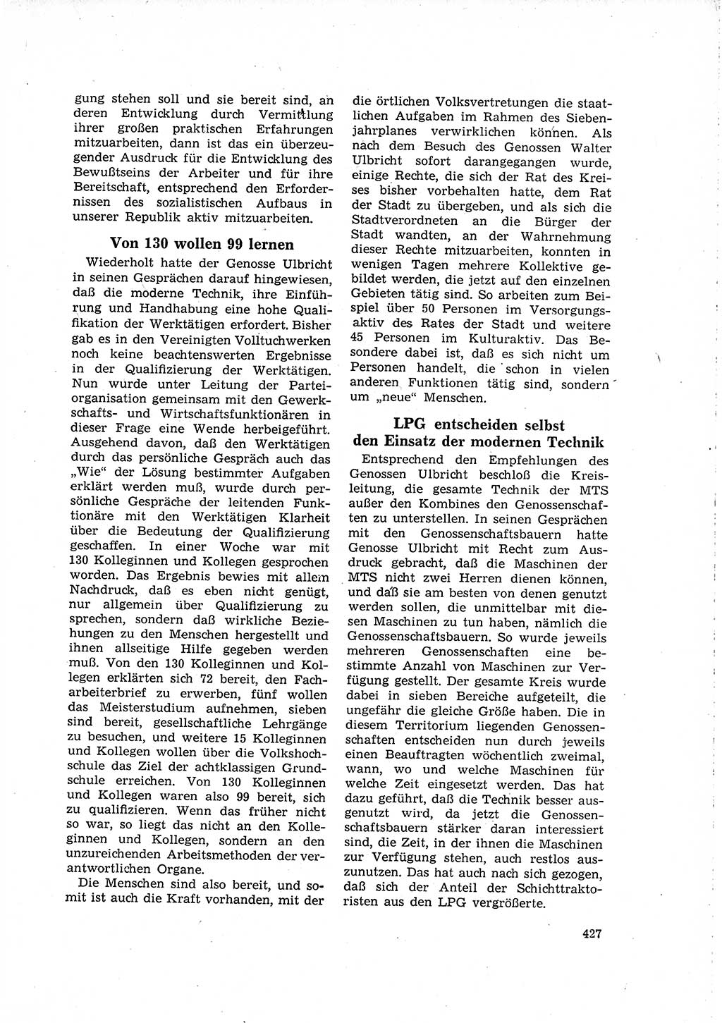 Neuer Weg (NW), Organ des Zentralkomitees (ZK) der SED (Sozialistische Einheitspartei Deutschlands) für Fragen des Parteilebens, 16. Jahrgang [Deutsche Demokratische Republik (DDR)] 1961, Seite 427 (NW ZK SED DDR 1961, S. 427)