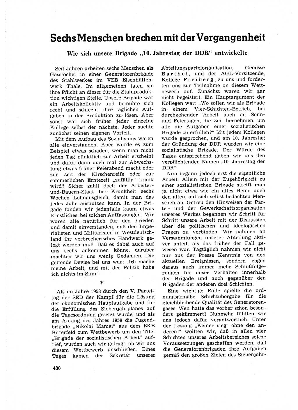 Neuer Weg (NW), Organ des Zentralkomitees (ZK) der SED (Sozialistische Einheitspartei Deutschlands) für Fragen des Parteilebens, 16. Jahrgang [Deutsche Demokratische Republik (DDR)] 1961, Seite 430 (NW ZK SED DDR 1961, S. 430)
