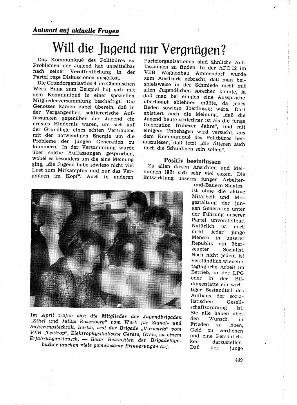 Neuer Weg (NW), Organ des Zentralkomitees (ZK) der SED (Sozialistische Einheitspartei Deutschlands) für Fragen des Parteilebens, 16. Jahrgang [Deutsche Demokratische Republik (DDR)] 1961, Seite 439 (NW ZK SED DDR 1961, S. 439)