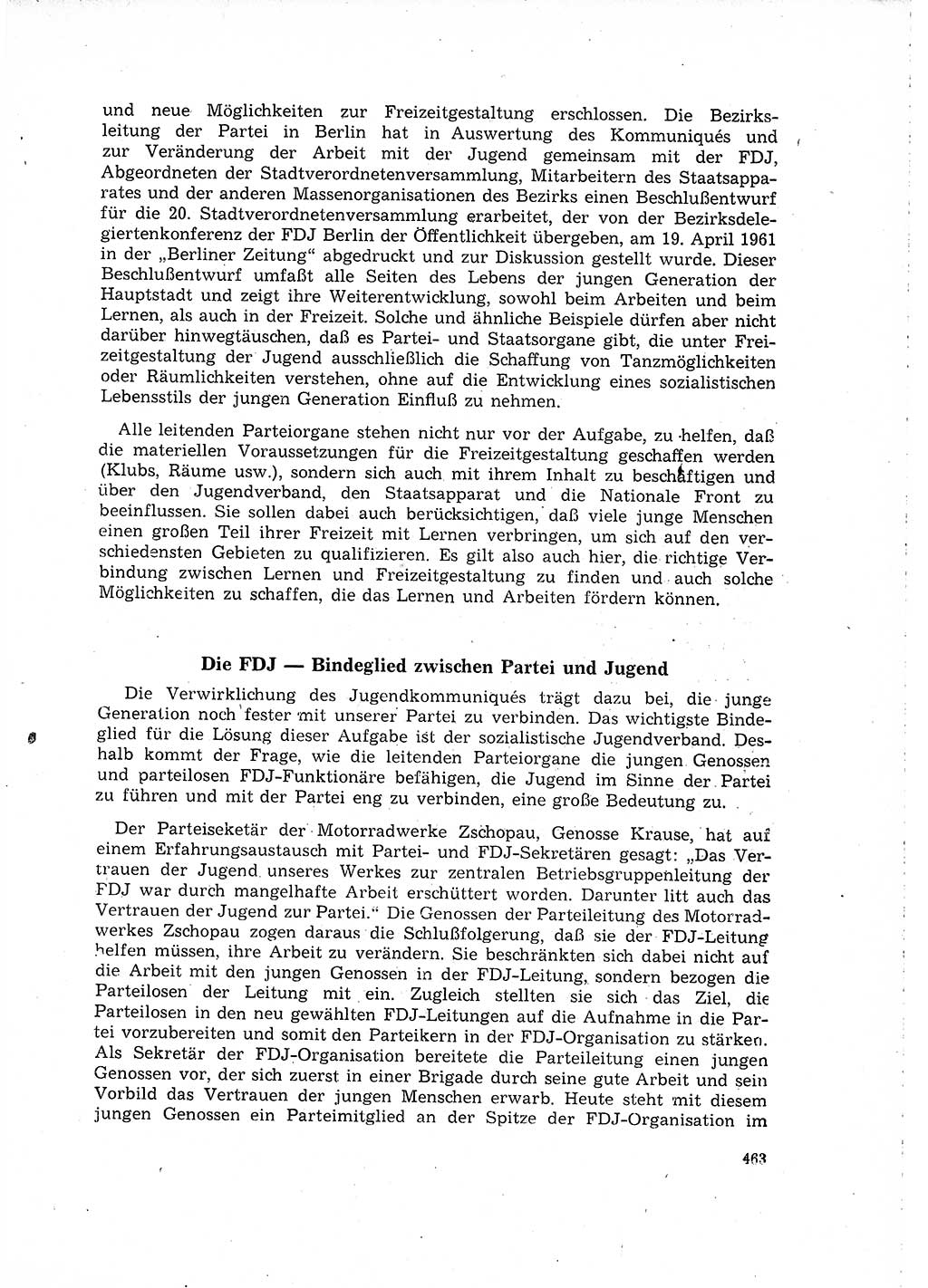 Neuer Weg (NW), Organ des Zentralkomitees (ZK) der SED (Sozialistische Einheitspartei Deutschlands) für Fragen des Parteilebens, 16. Jahrgang [Deutsche Demokratische Republik (DDR)] 1961, Seite 463 (NW ZK SED DDR 1961, S. 463)