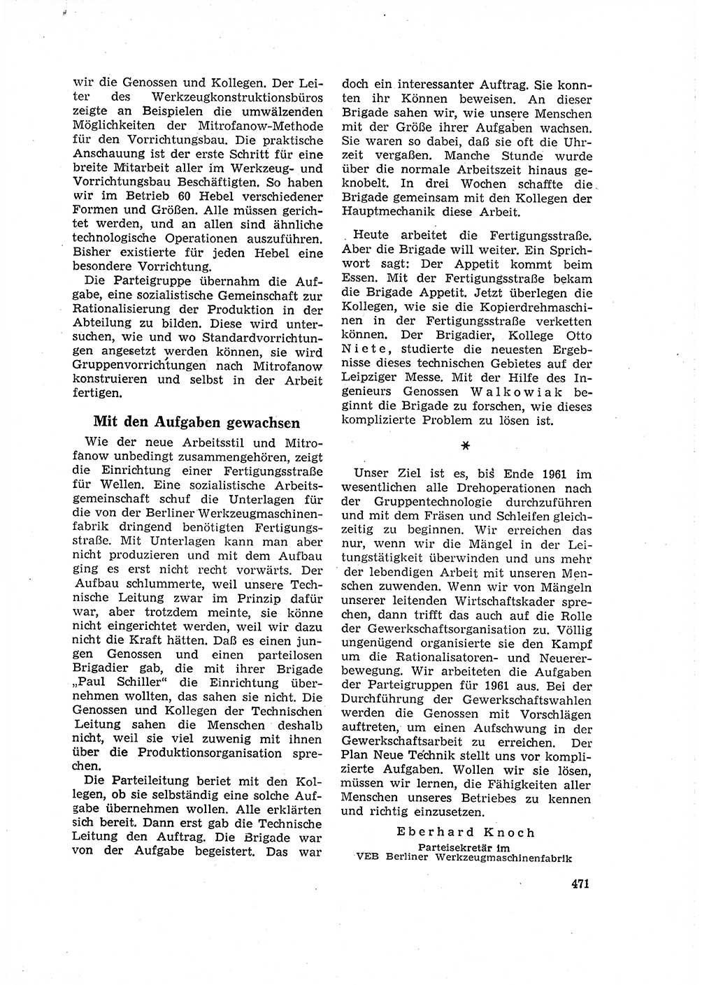 Neuer Weg (NW), Organ des Zentralkomitees (ZK) der SED (Sozialistische Einheitspartei Deutschlands) für Fragen des Parteilebens, 16. Jahrgang [Deutsche Demokratische Republik (DDR)] 1961, Seite 471 (NW ZK SED DDR 1961, S. 471)