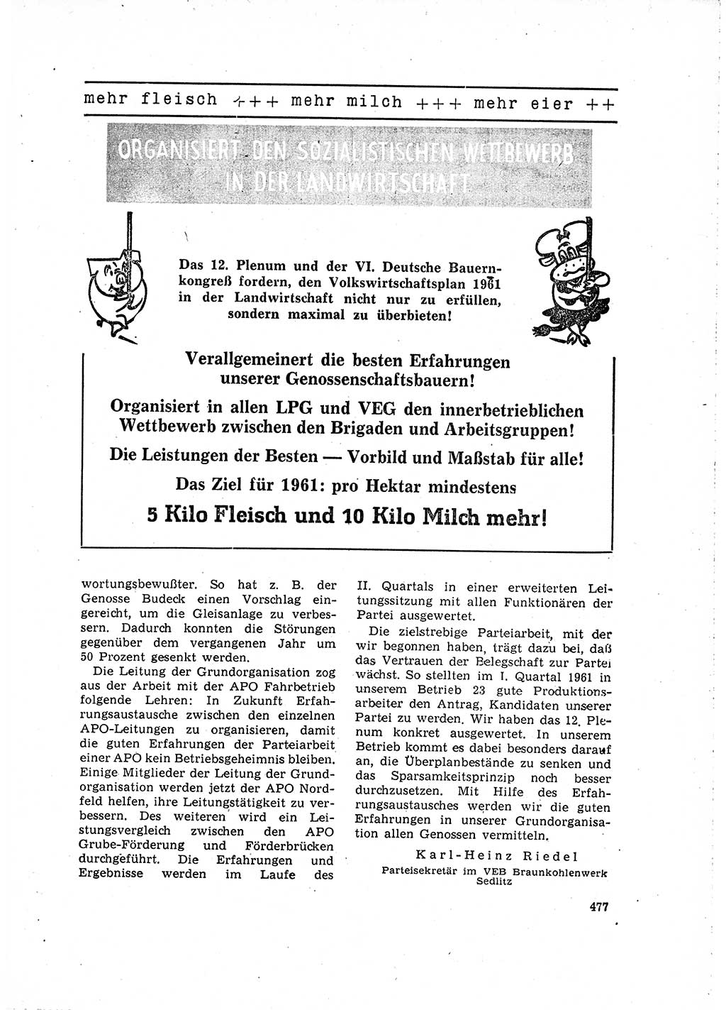 Neuer Weg (NW), Organ des Zentralkomitees (ZK) der SED (Sozialistische Einheitspartei Deutschlands) für Fragen des Parteilebens, 16. Jahrgang [Deutsche Demokratische Republik (DDR)] 1961, Seite 477 (NW ZK SED DDR 1961, S. 477)