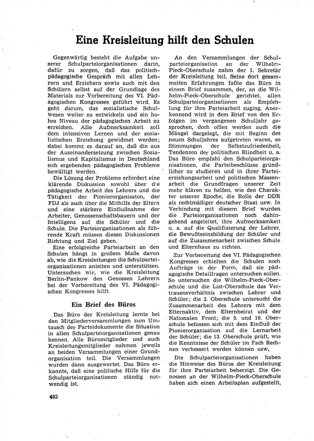 Neuer Weg (NW), Organ des Zentralkomitees (ZK) der SED (Sozialistische Einheitspartei Deutschlands) für Fragen des Parteilebens, 16. Jahrgang [Deutsche Demokratische Republik (DDR)] 1961, Seite 482 (NW ZK SED DDR 1961, S. 482)