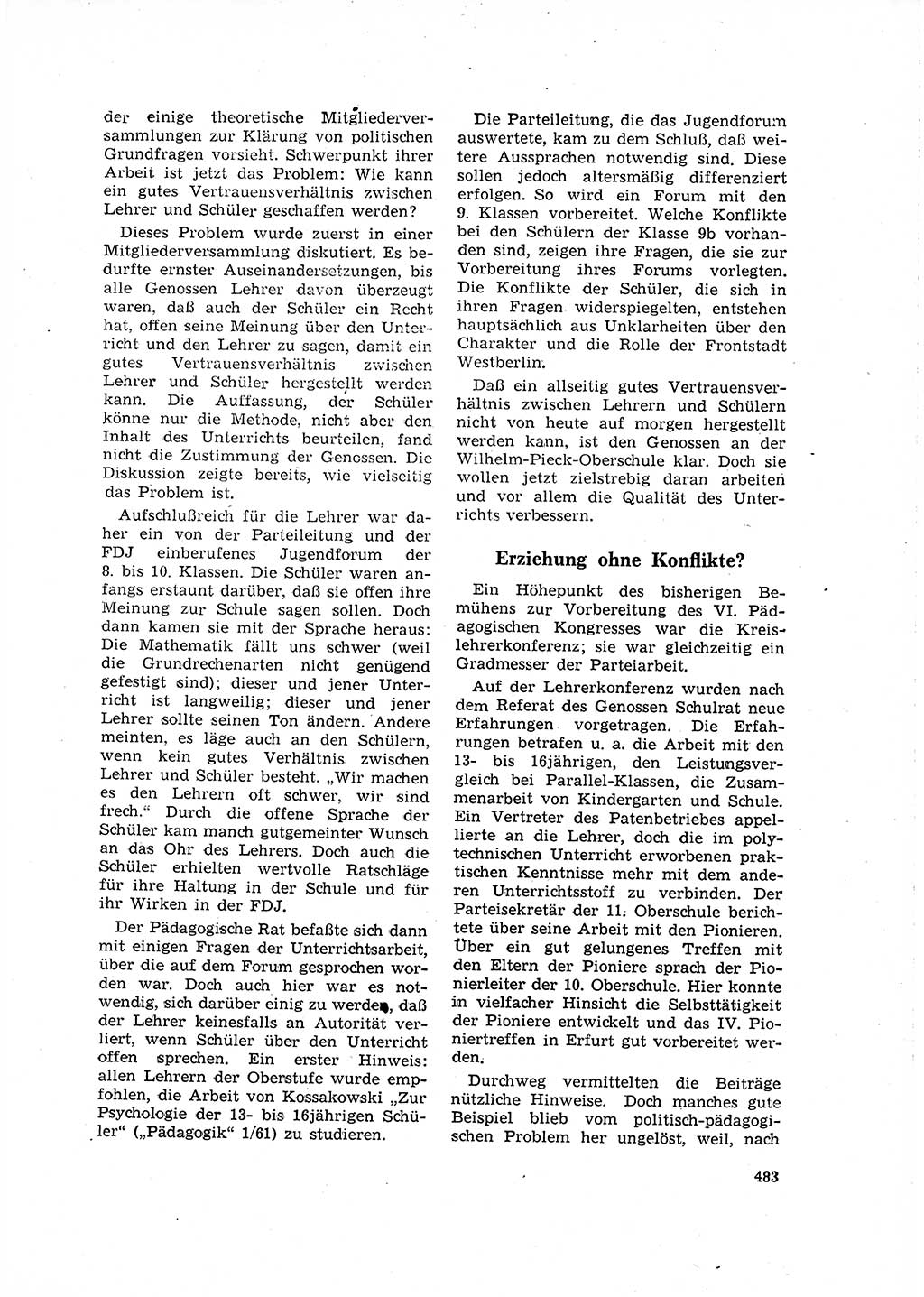Neuer Weg (NW), Organ des Zentralkomitees (ZK) der SED (Sozialistische Einheitspartei Deutschlands) für Fragen des Parteilebens, 16. Jahrgang [Deutsche Demokratische Republik (DDR)] 1961, Seite 483 (NW ZK SED DDR 1961, S. 483)
