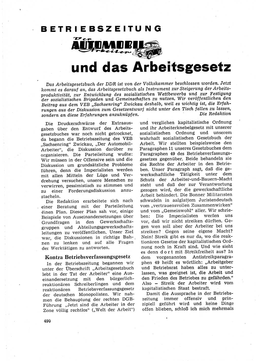 Neuer Weg (NW), Organ des Zentralkomitees (ZK) der SED (Sozialistische Einheitspartei Deutschlands) für Fragen des Parteilebens, 16. Jahrgang [Deutsche Demokratische Republik (DDR)] 1961, Seite 490 (NW ZK SED DDR 1961, S. 490)