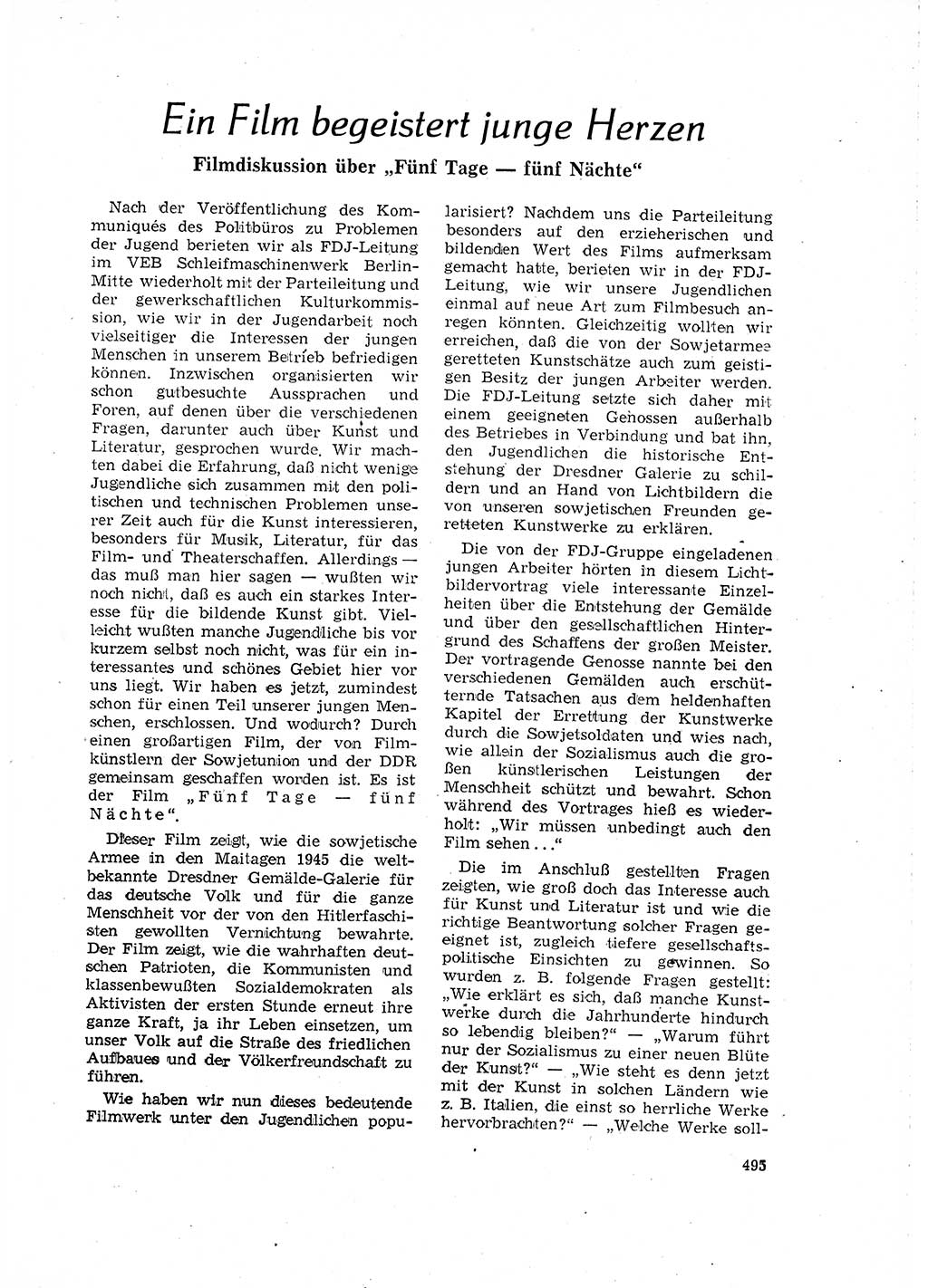 Neuer Weg (NW), Organ des Zentralkomitees (ZK) der SED (Sozialistische Einheitspartei Deutschlands) für Fragen des Parteilebens, 16. Jahrgang [Deutsche Demokratische Republik (DDR)] 1961, Seite 495 (NW ZK SED DDR 1961, S. 495)