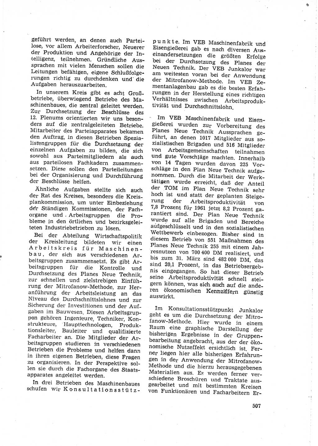 Neuer Weg (NW), Organ des Zentralkomitees (ZK) der SED (Sozialistische Einheitspartei Deutschlands) für Fragen des Parteilebens, 16. Jahrgang [Deutsche Demokratische Republik (DDR)] 1961, Seite 507 (NW ZK SED DDR 1961, S. 507)