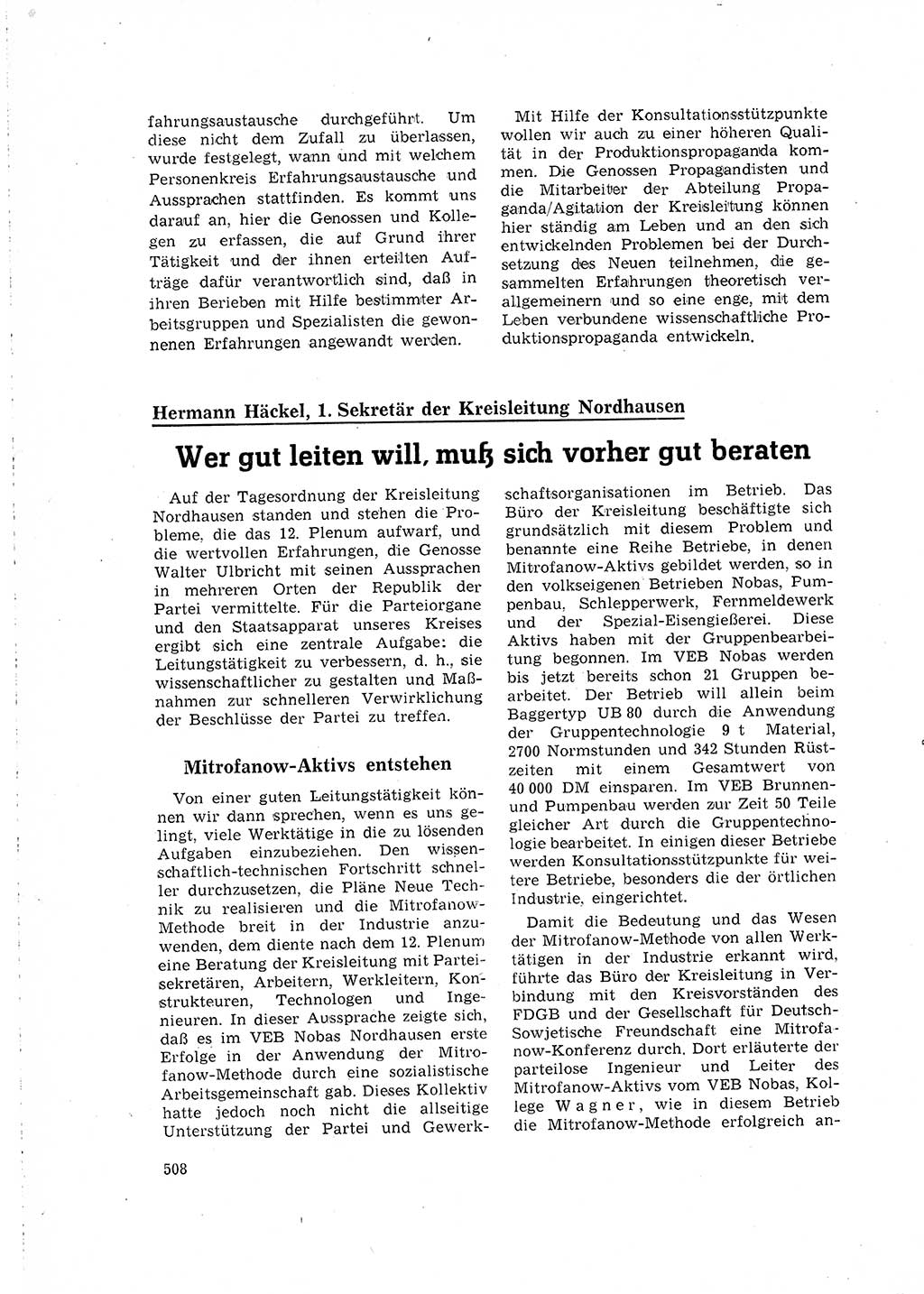 Neuer Weg (NW), Organ des Zentralkomitees (ZK) der SED (Sozialistische Einheitspartei Deutschlands) für Fragen des Parteilebens, 16. Jahrgang [Deutsche Demokratische Republik (DDR)] 1961, Seite 508 (NW ZK SED DDR 1961, S. 508)
