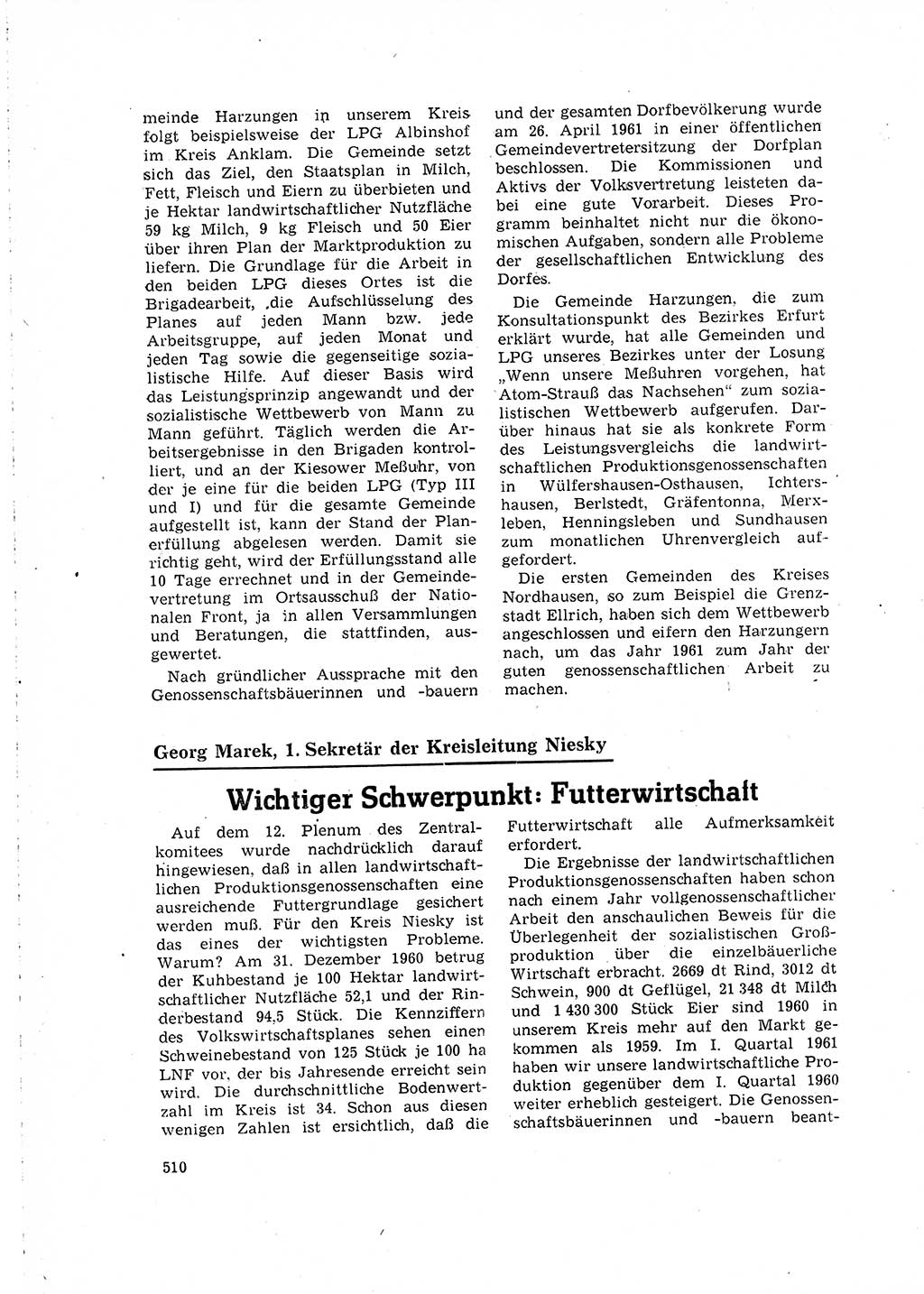 Neuer Weg (NW), Organ des Zentralkomitees (ZK) der SED (Sozialistische Einheitspartei Deutschlands) für Fragen des Parteilebens, 16. Jahrgang [Deutsche Demokratische Republik (DDR)] 1961, Seite 510 (NW ZK SED DDR 1961, S. 510)