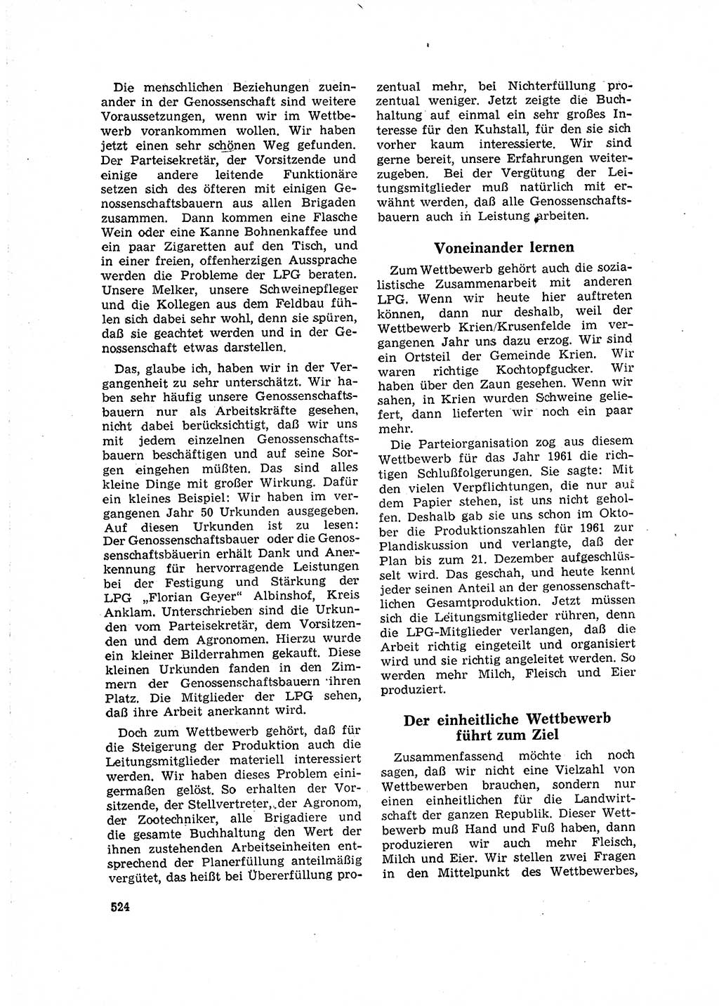 Neuer Weg (NW), Organ des Zentralkomitees (ZK) der SED (Sozialistische Einheitspartei Deutschlands) für Fragen des Parteilebens, 16. Jahrgang [Deutsche Demokratische Republik (DDR)] 1961, Seite 524 (NW ZK SED DDR 1961, S. 524)