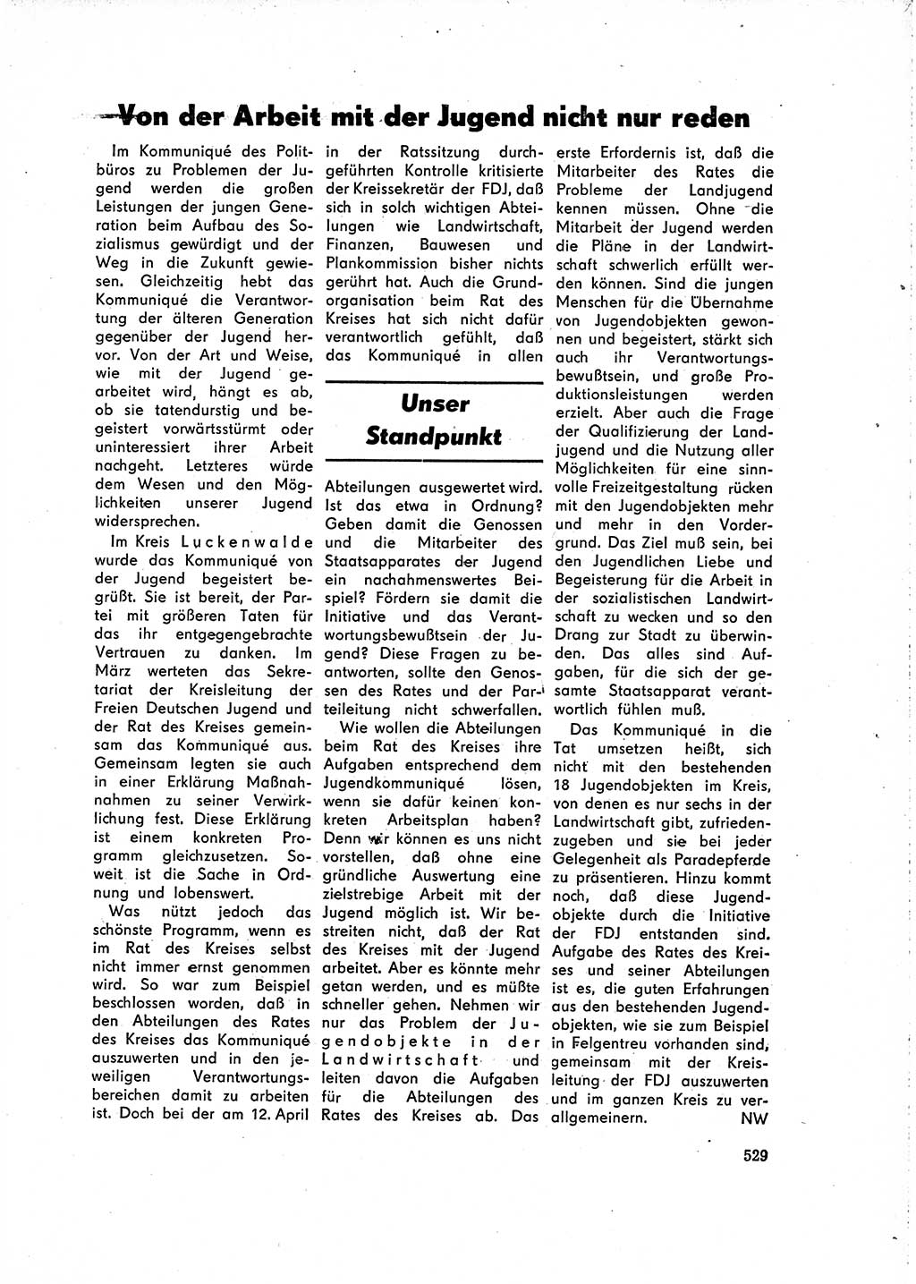 Neuer Weg (NW), Organ des Zentralkomitees (ZK) der SED (Sozialistische Einheitspartei Deutschlands) für Fragen des Parteilebens, 16. Jahrgang [Deutsche Demokratische Republik (DDR)] 1961, Seite 529 (NW ZK SED DDR 1961, S. 529)