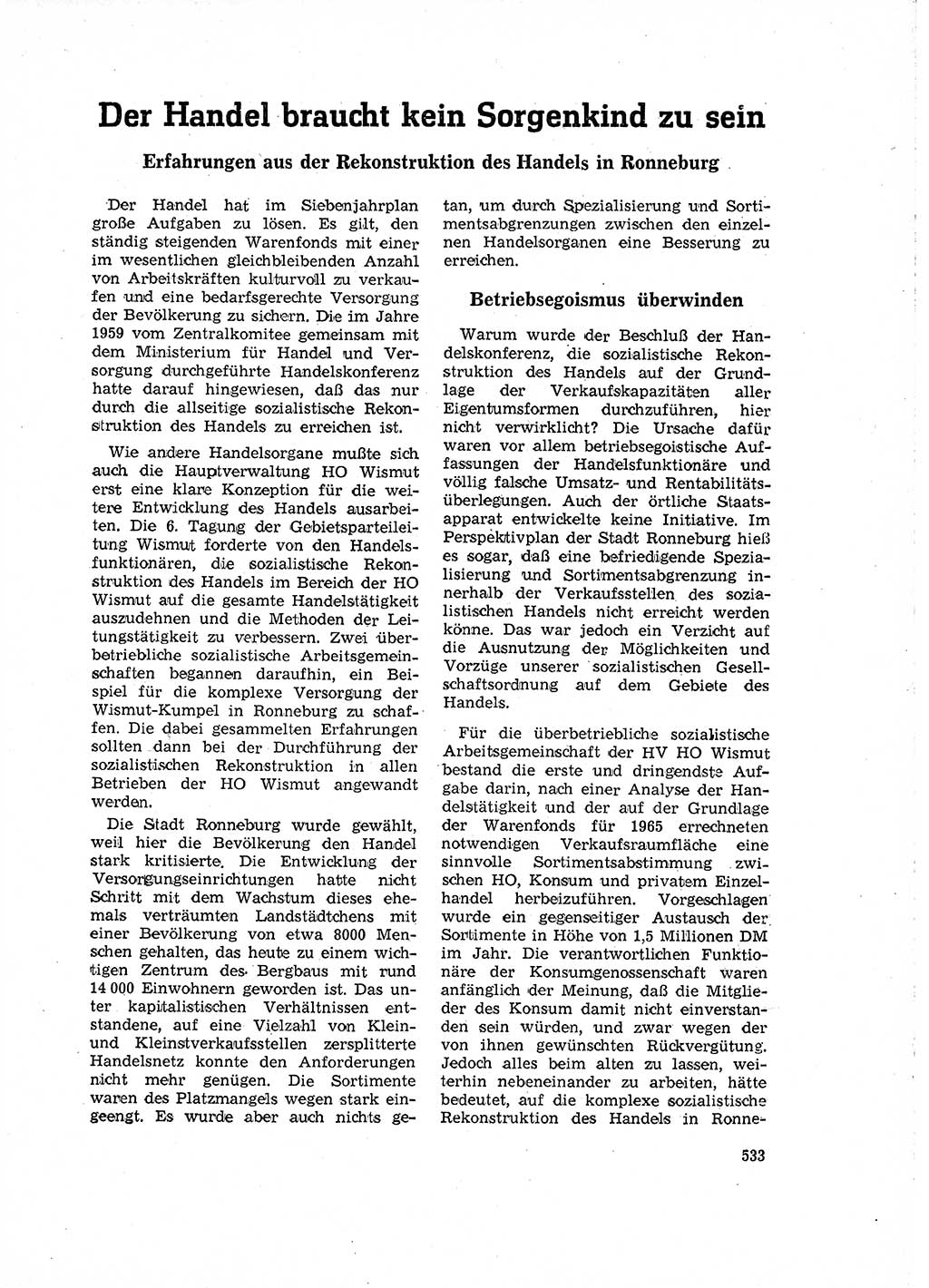Neuer Weg (NW), Organ des Zentralkomitees (ZK) der SED (Sozialistische Einheitspartei Deutschlands) für Fragen des Parteilebens, 16. Jahrgang [Deutsche Demokratische Republik (DDR)] 1961, Seite 533 (NW ZK SED DDR 1961, S. 533)