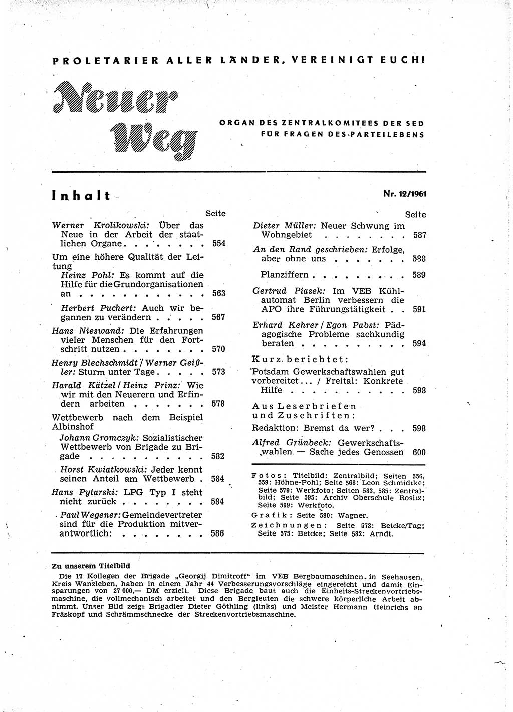 Neuer Weg (NW), Organ des Zentralkomitees (ZK) der SED (Sozialistische Einheitspartei Deutschlands) für Fragen des Parteilebens, 16. Jahrgang [Deutsche Demokratische Republik (DDR)] 1961, Seite 553 (NW ZK SED DDR 1961, S. 553)