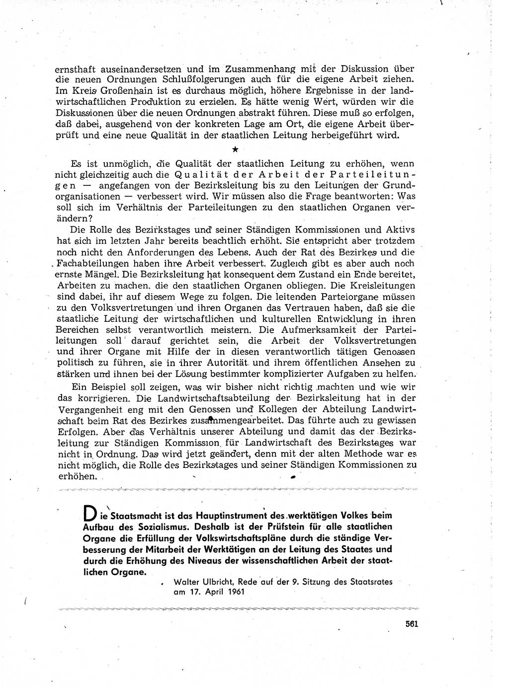 Neuer Weg (NW), Organ des Zentralkomitees (ZK) der SED (Sozialistische Einheitspartei Deutschlands) für Fragen des Parteilebens, 16. Jahrgang [Deutsche Demokratische Republik (DDR)] 1961, Seite 561 (NW ZK SED DDR 1961, S. 561)