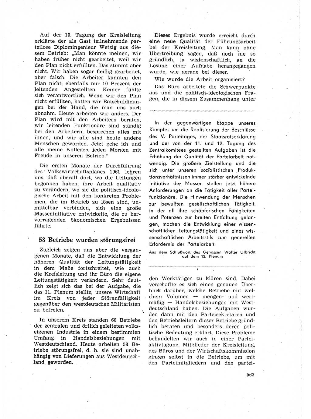 Neuer Weg (NW), Organ des Zentralkomitees (ZK) der SED (Sozialistische Einheitspartei Deutschlands) für Fragen des Parteilebens, 16. Jahrgang [Deutsche Demokratische Republik (DDR)] 1961, Seite 565 (NW ZK SED DDR 1961, S. 565)