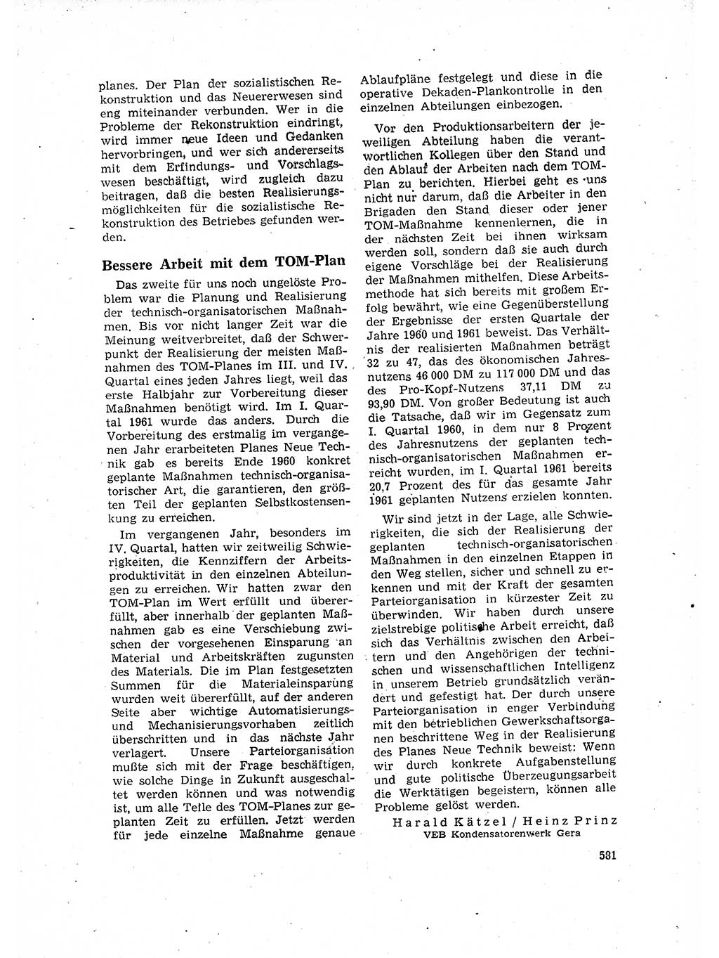 Neuer Weg (NW), Organ des Zentralkomitees (ZK) der SED (Sozialistische Einheitspartei Deutschlands) für Fragen des Parteilebens, 16. Jahrgang [Deutsche Demokratische Republik (DDR)] 1961, Seite 581 (NW ZK SED DDR 1961, S. 581)