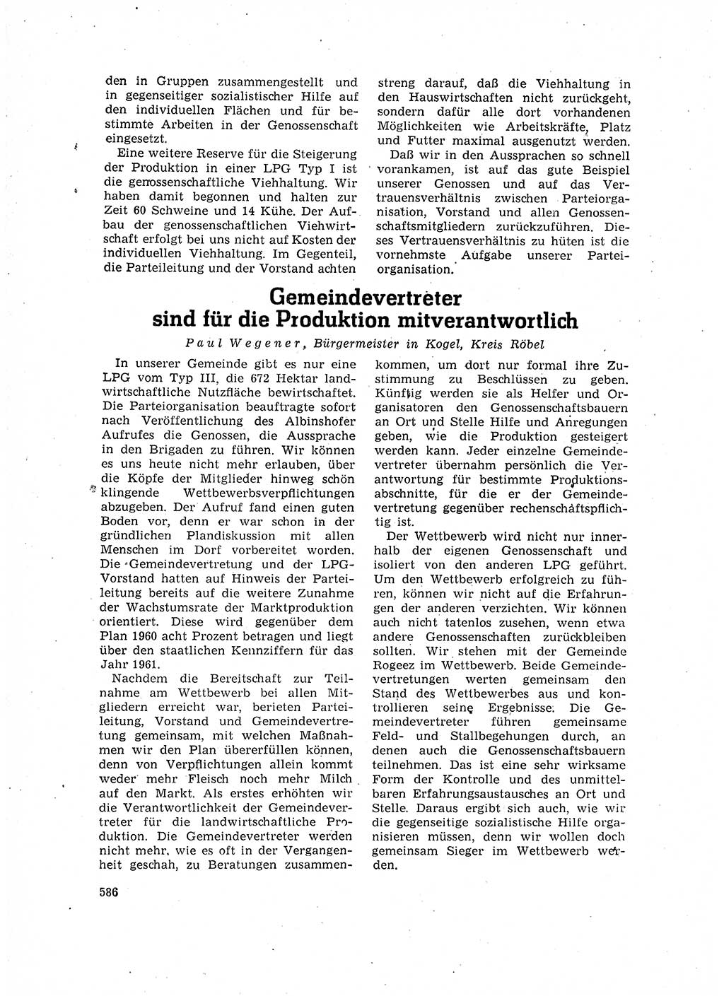 Neuer Weg (NW), Organ des Zentralkomitees (ZK) der SED (Sozialistische Einheitspartei Deutschlands) für Fragen des Parteilebens, 16. Jahrgang [Deutsche Demokratische Republik (DDR)] 1961, Seite 586 (NW ZK SED DDR 1961, S. 586)