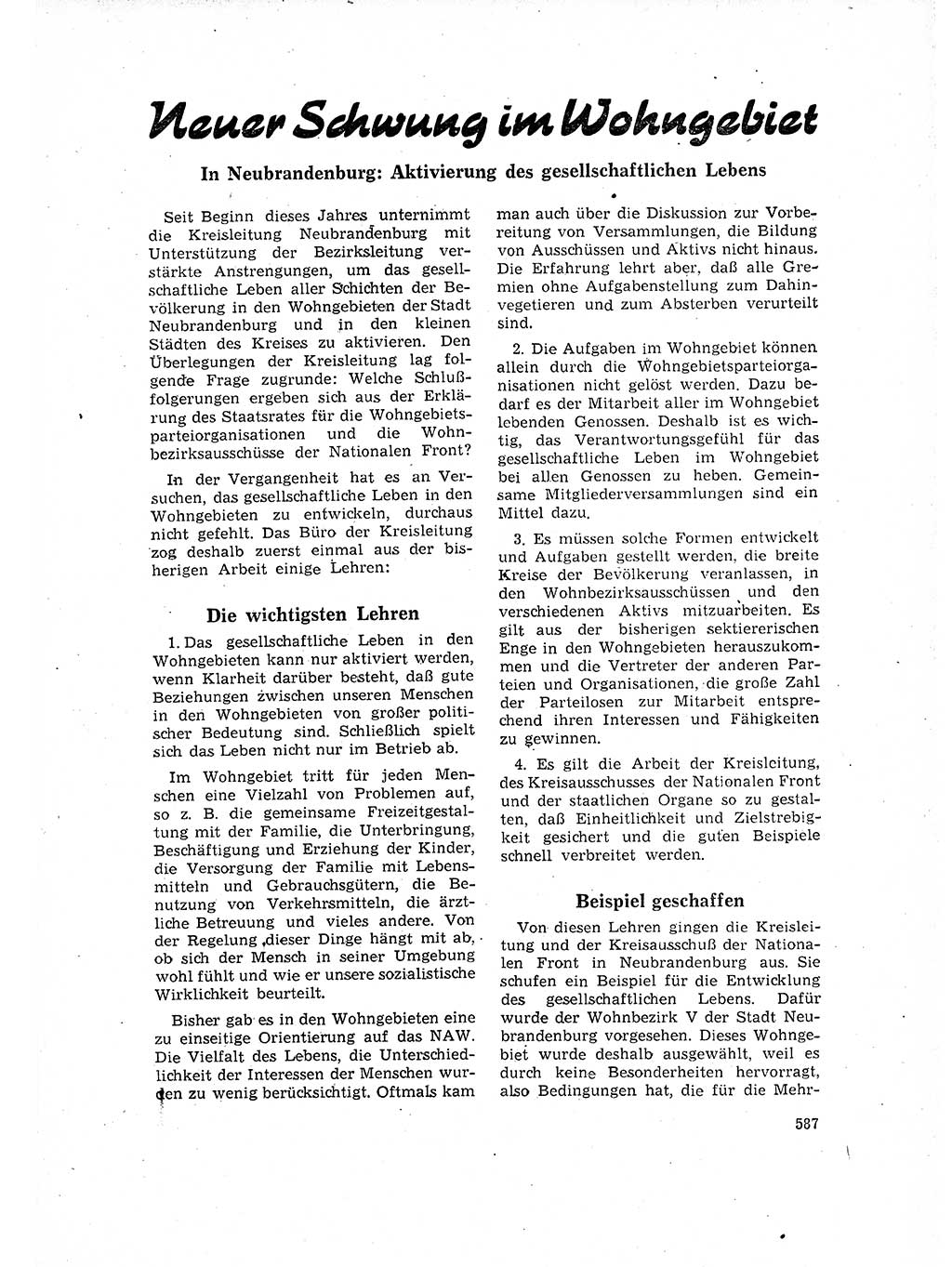 Neuer Weg (NW), Organ des Zentralkomitees (ZK) der SED (Sozialistische Einheitspartei Deutschlands) für Fragen des Parteilebens, 16. Jahrgang [Deutsche Demokratische Republik (DDR)] 1961, Seite 587 (NW ZK SED DDR 1961, S. 587)