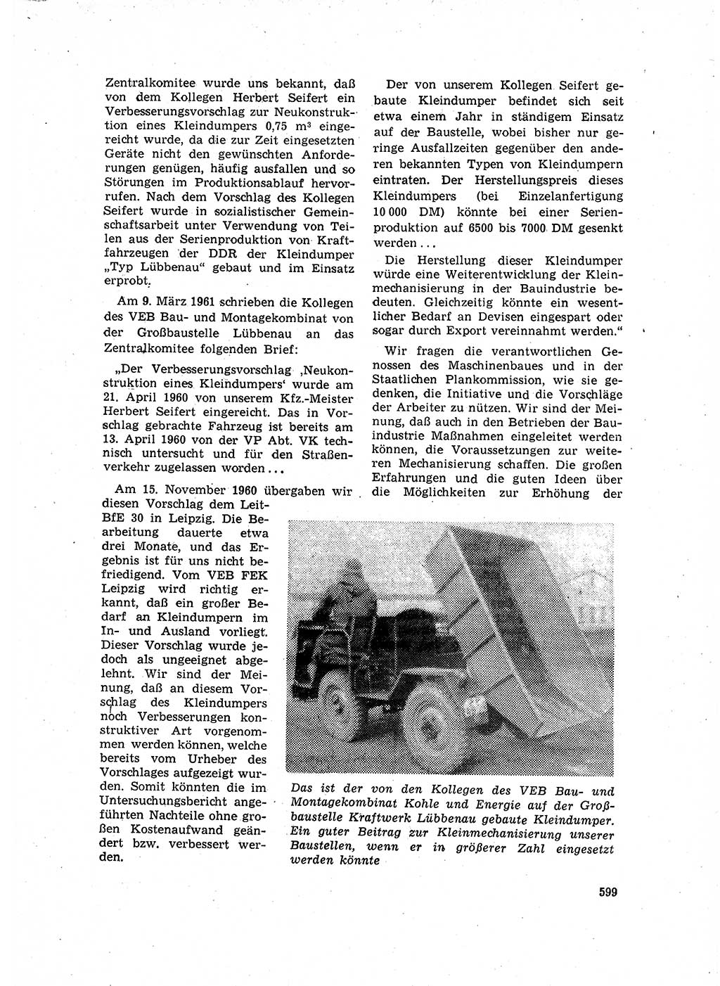 Neuer Weg (NW), Organ des Zentralkomitees (ZK) der SED (Sozialistische Einheitspartei Deutschlands) für Fragen des Parteilebens, 16. Jahrgang [Deutsche Demokratische Republik (DDR)] 1961, Seite 599 (NW ZK SED DDR 1961, S. 599)