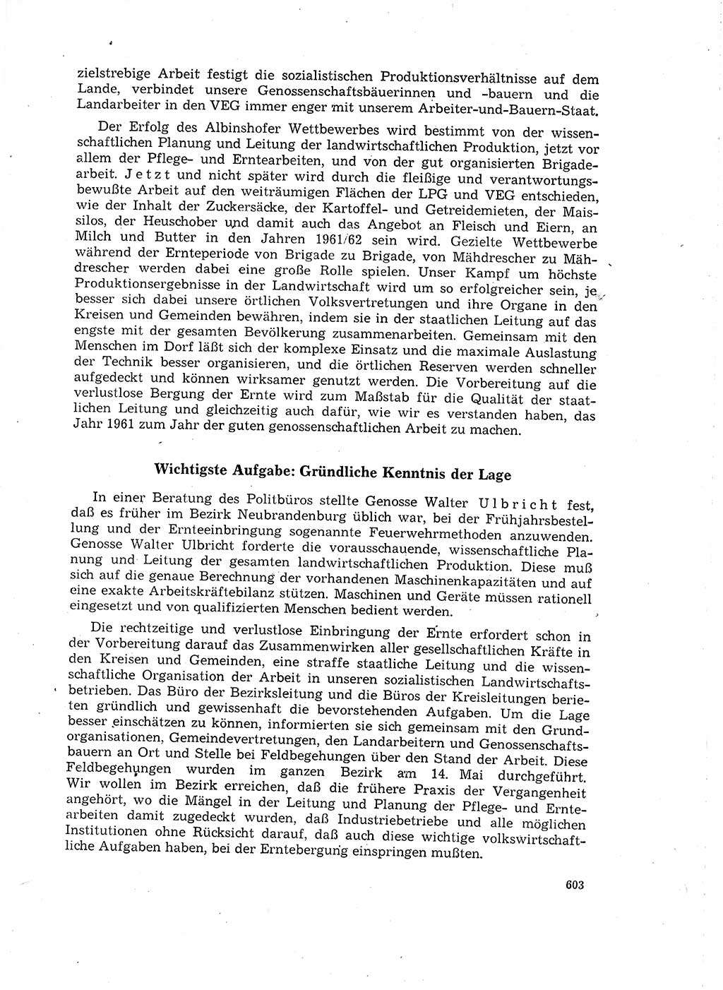 Neuer Weg (NW), Organ des Zentralkomitees (ZK) der SED (Sozialistische Einheitspartei Deutschlands) für Fragen des Parteilebens, 16. Jahrgang [Deutsche Demokratische Republik (DDR)] 1961, Seite 603 (NW ZK SED DDR 1961, S. 603)