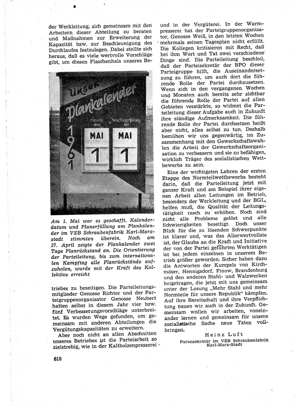 Neuer Weg (NW), Organ des Zentralkomitees (ZK) der SED (Sozialistische Einheitspartei Deutschlands) für Fragen des Parteilebens, 16. Jahrgang [Deutsche Demokratische Republik (DDR)] 1961, Seite 618 (NW ZK SED DDR 1961, S. 618)