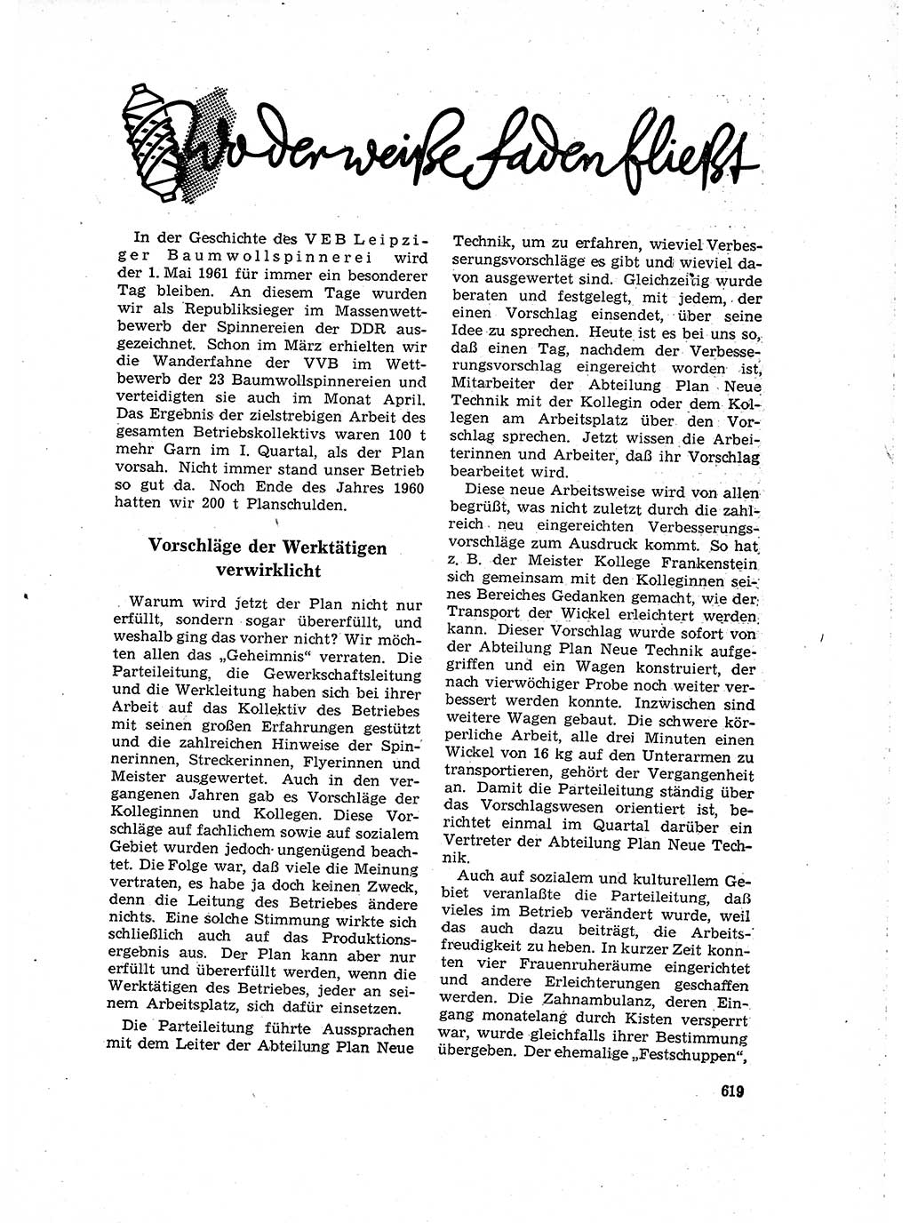 Neuer Weg (NW), Organ des Zentralkomitees (ZK) der SED (Sozialistische Einheitspartei Deutschlands) für Fragen des Parteilebens, 16. Jahrgang [Deutsche Demokratische Republik (DDR)] 1961, Seite 619 (NW ZK SED DDR 1961, S. 619)