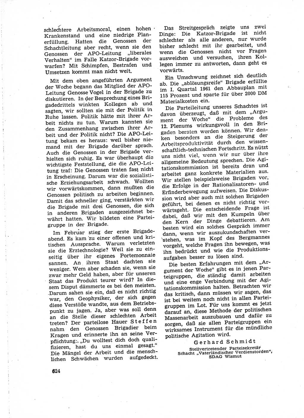 Neuer Weg (NW), Organ des Zentralkomitees (ZK) der SED (Sozialistische Einheitspartei Deutschlands) fÃ¼r Fragen des Parteilebens, 16. Jahrgang [Deutsche Demokratische Republik (DDR)] 1961, Seite 624 (NW ZK SED DDR 1961, S. 624)