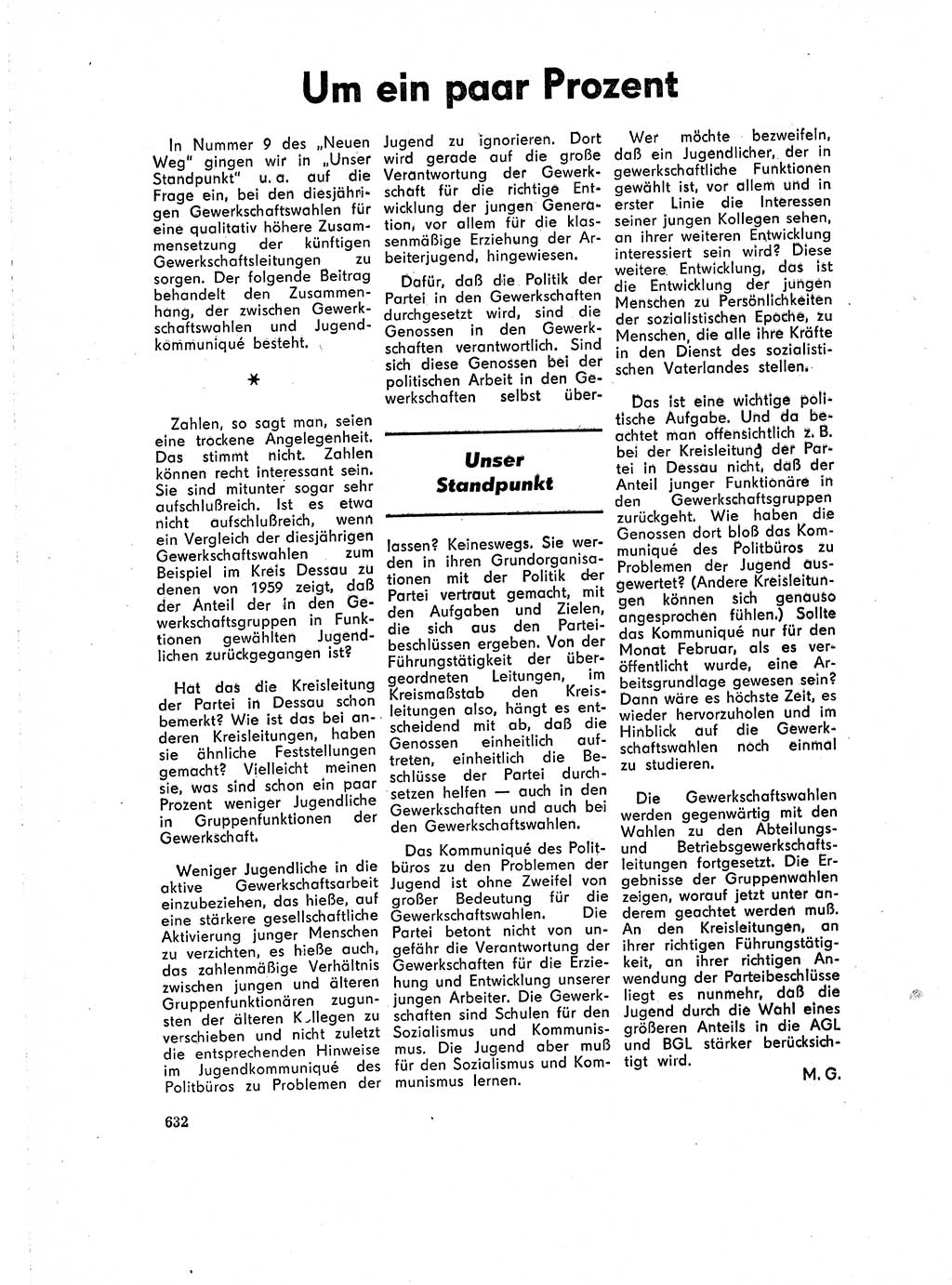 Neuer Weg (NW), Organ des Zentralkomitees (ZK) der SED (Sozialistische Einheitspartei Deutschlands) für Fragen des Parteilebens, 16. Jahrgang [Deutsche Demokratische Republik (DDR)] 1961, Seite 632 (NW ZK SED DDR 1961, S. 632)